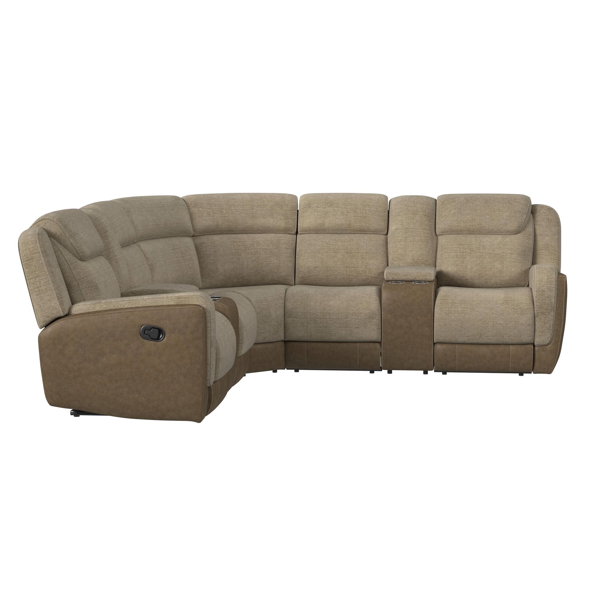 Hornet - 3 Piece Motion Sectional Set With Console - Rancho Beige