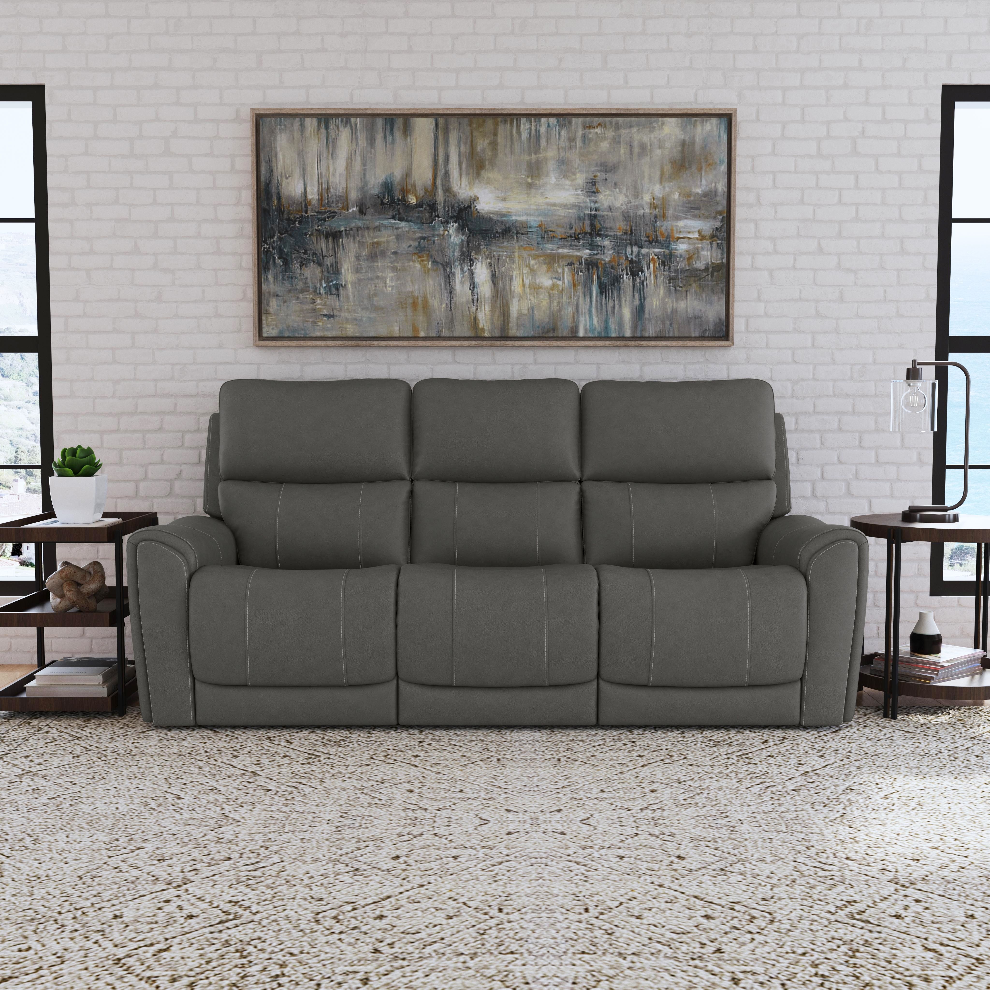 Carter - Power Reclining Sofa With Console & Power Headrests & Lumbar - Smoke, dark gray, view 7