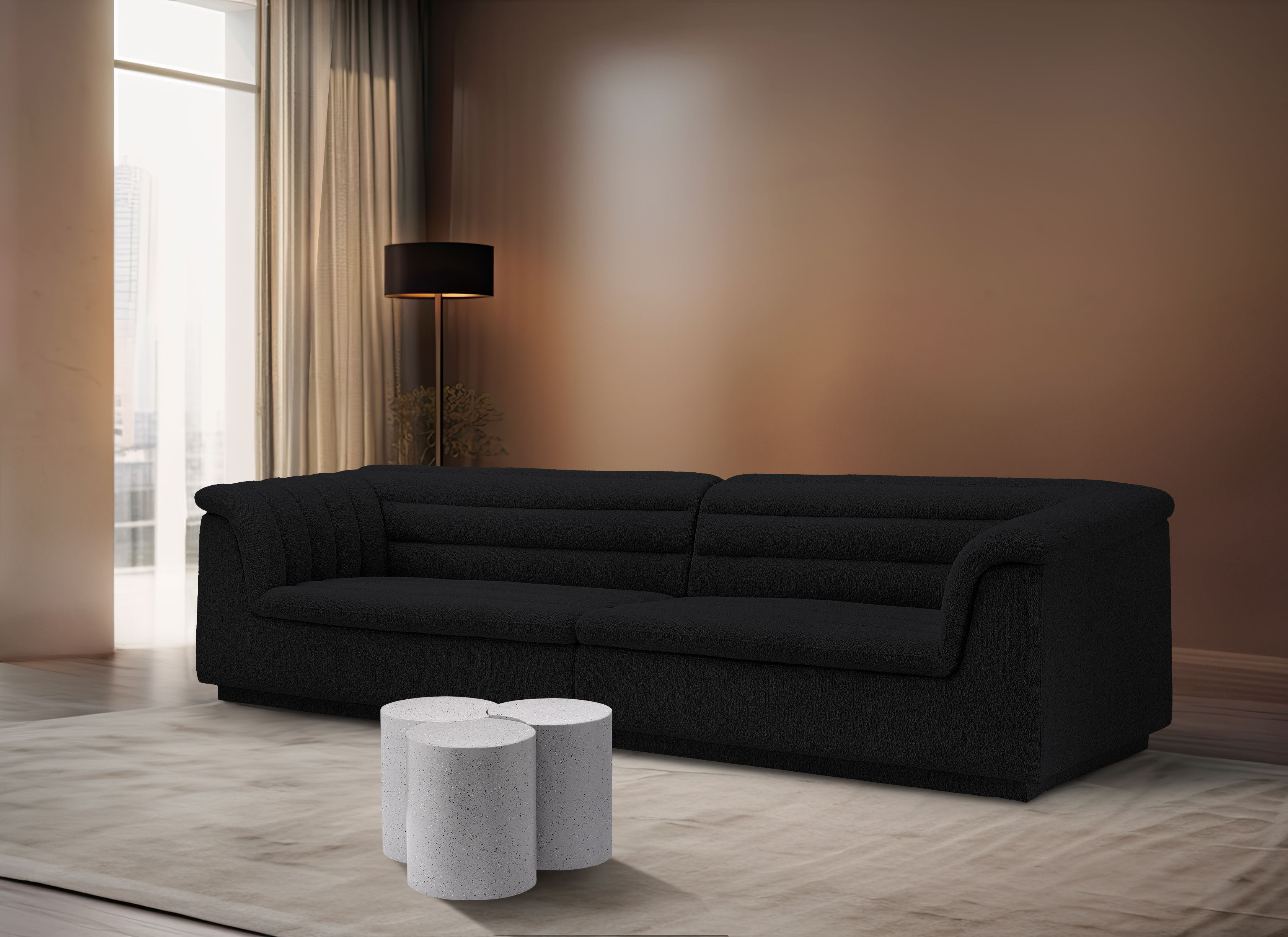 Dimple - 20" 3 Piece Modular Coffee Table - White Terazzo