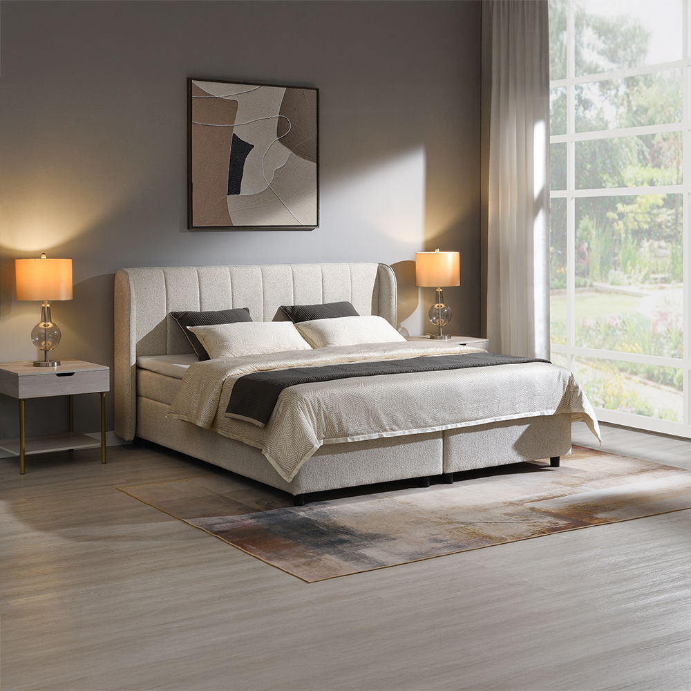 Adonia - Queen Bed With Storage - Beige, beige
