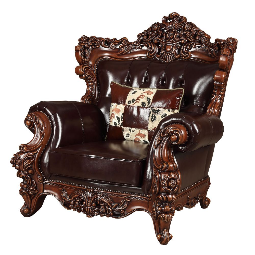 Forsythia - Chair - Espresso Top Grain Leather Match & Walnut, dark brown