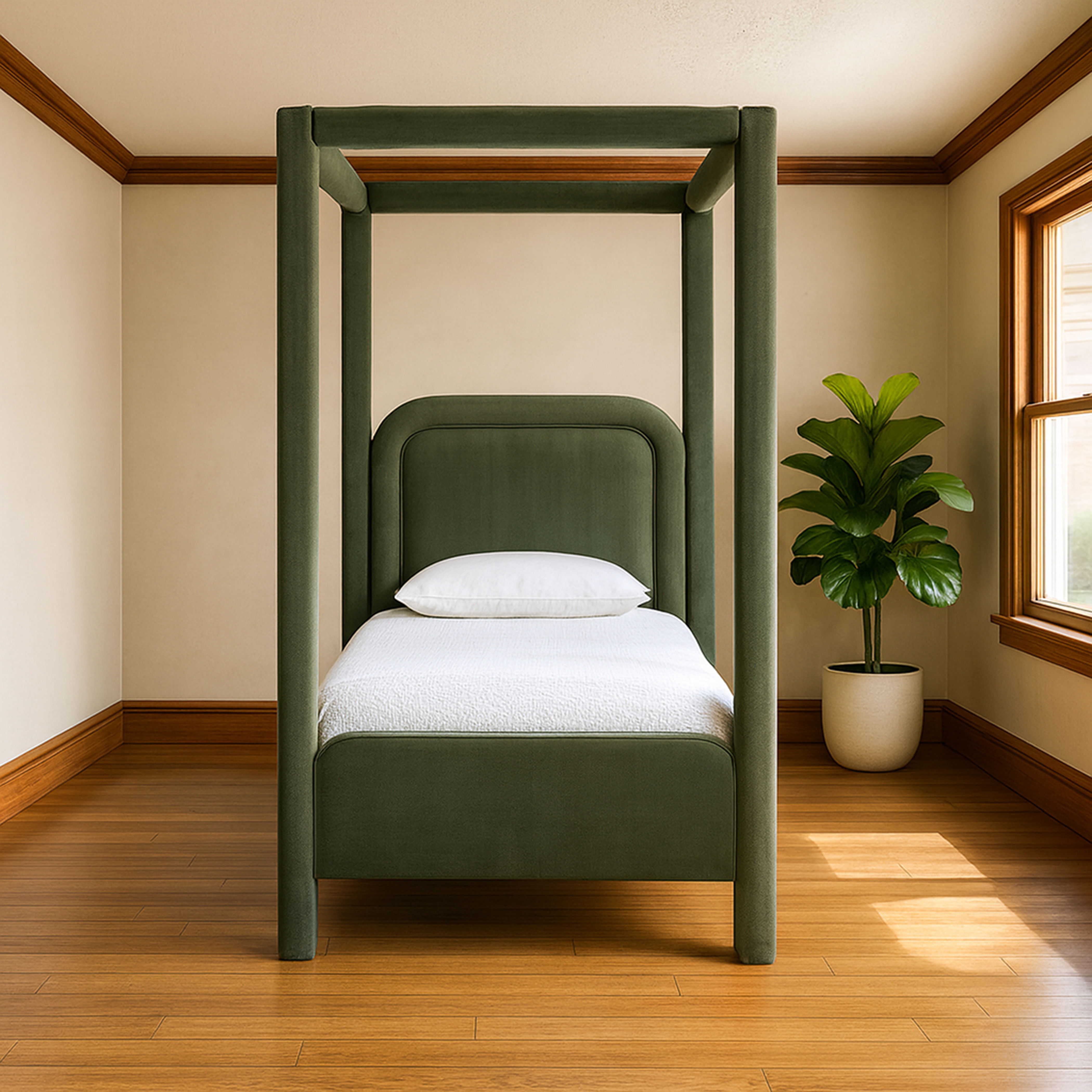 Salina - Velvet Upholstered Twin Bed - Green