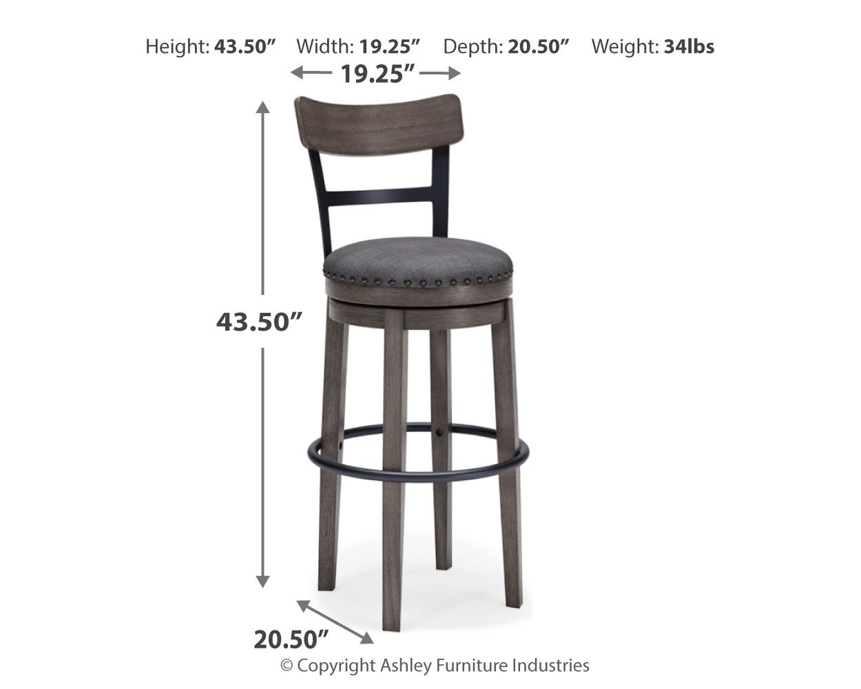 Ashley Furniture Caitbrook - Tall UPH Swivel Barstool - Gray - Image 4