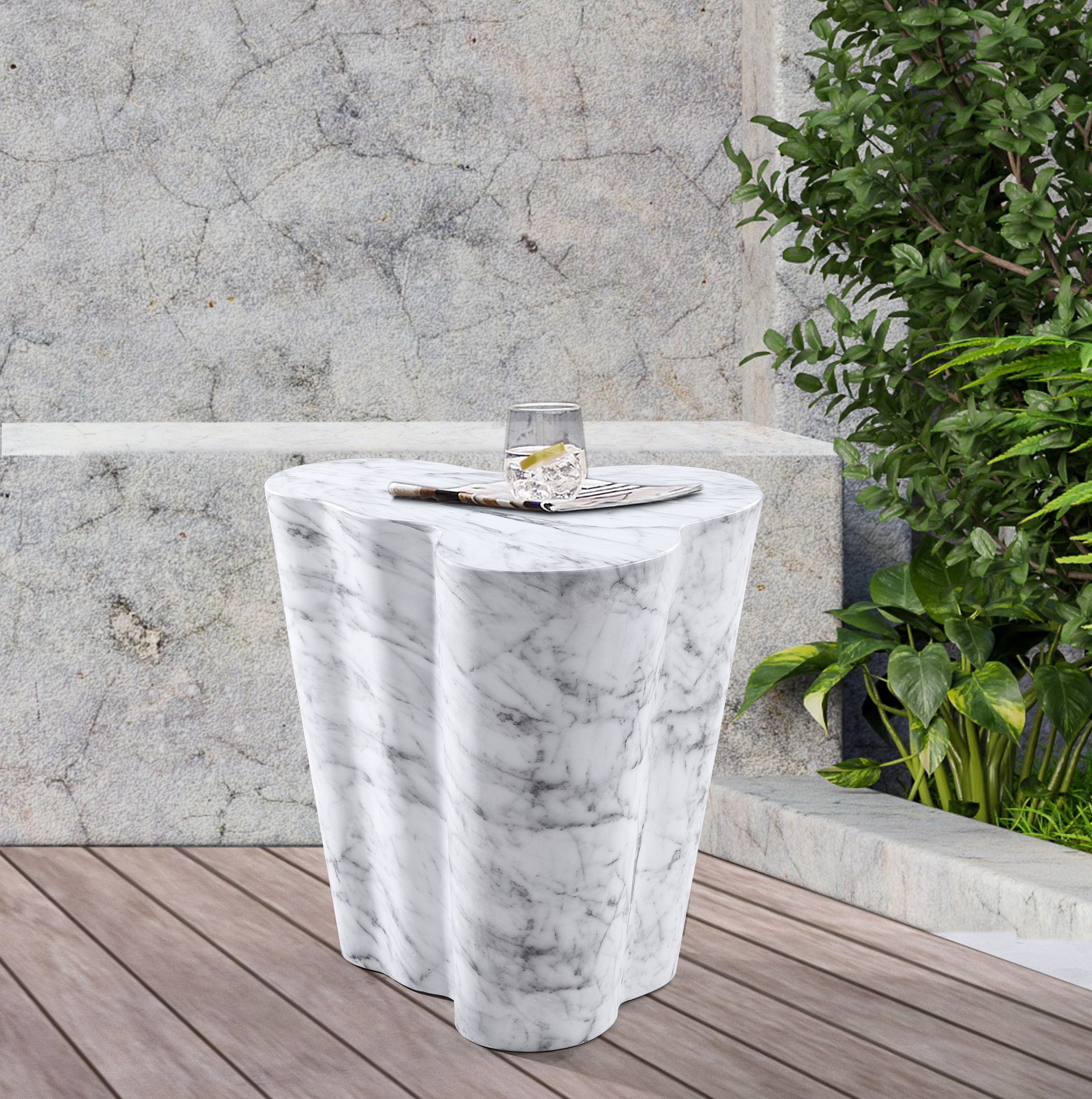 Monza - Concrete End Table - White