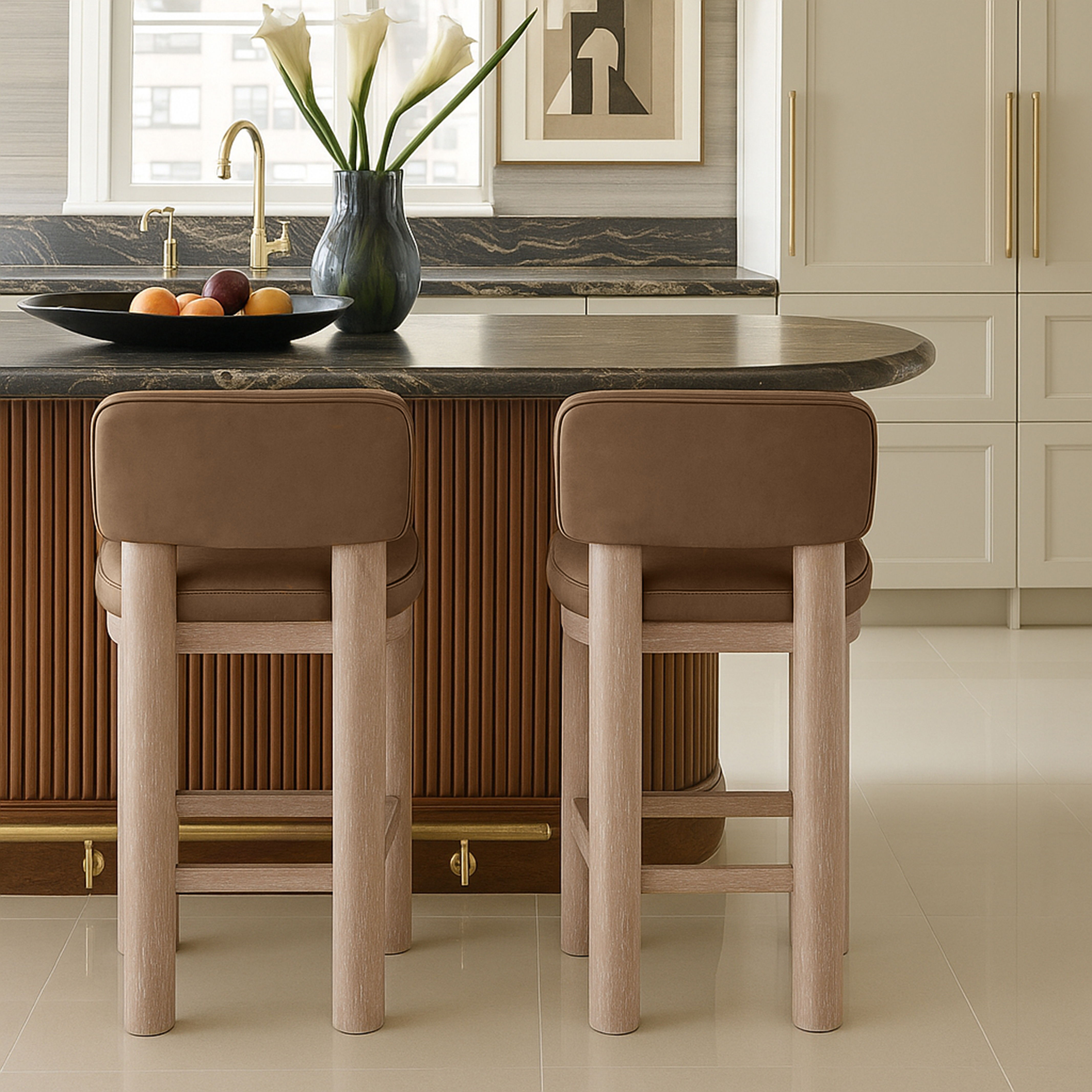Paloma - Vegan Leather Upholstered Counter Stool (Set of 2) - Brown