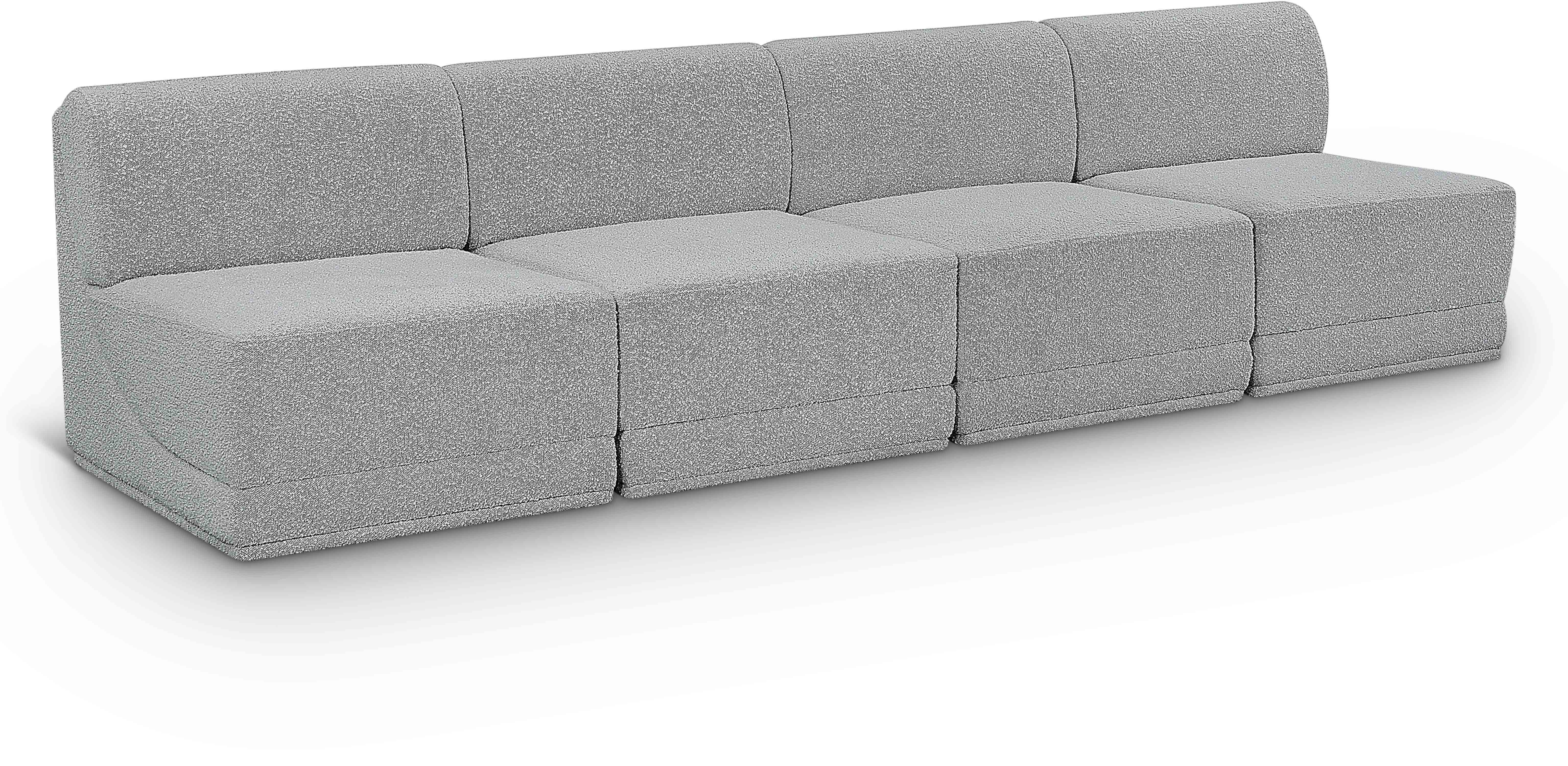 Ollie - 4 Seat Armless Modular Sofa - Gray