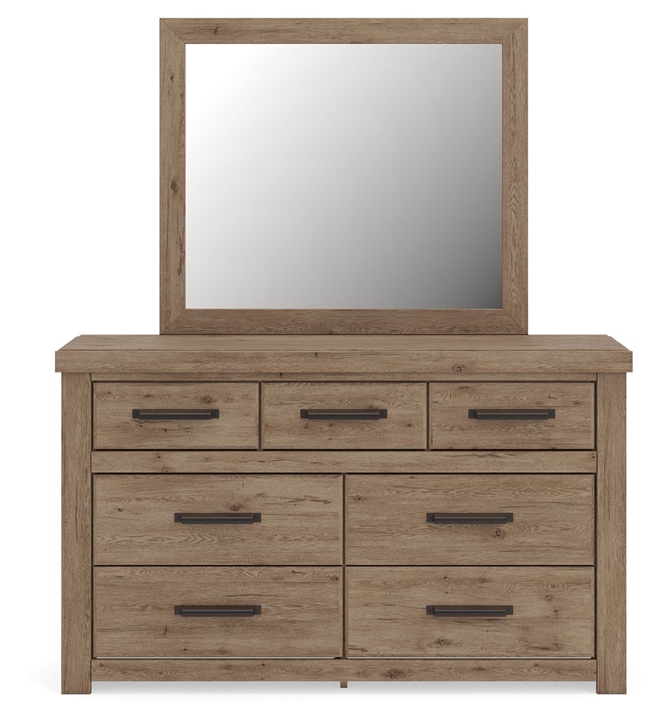 Ashley Furniture Oliandon - Dresser And Mirror - Light Brown - Image 7