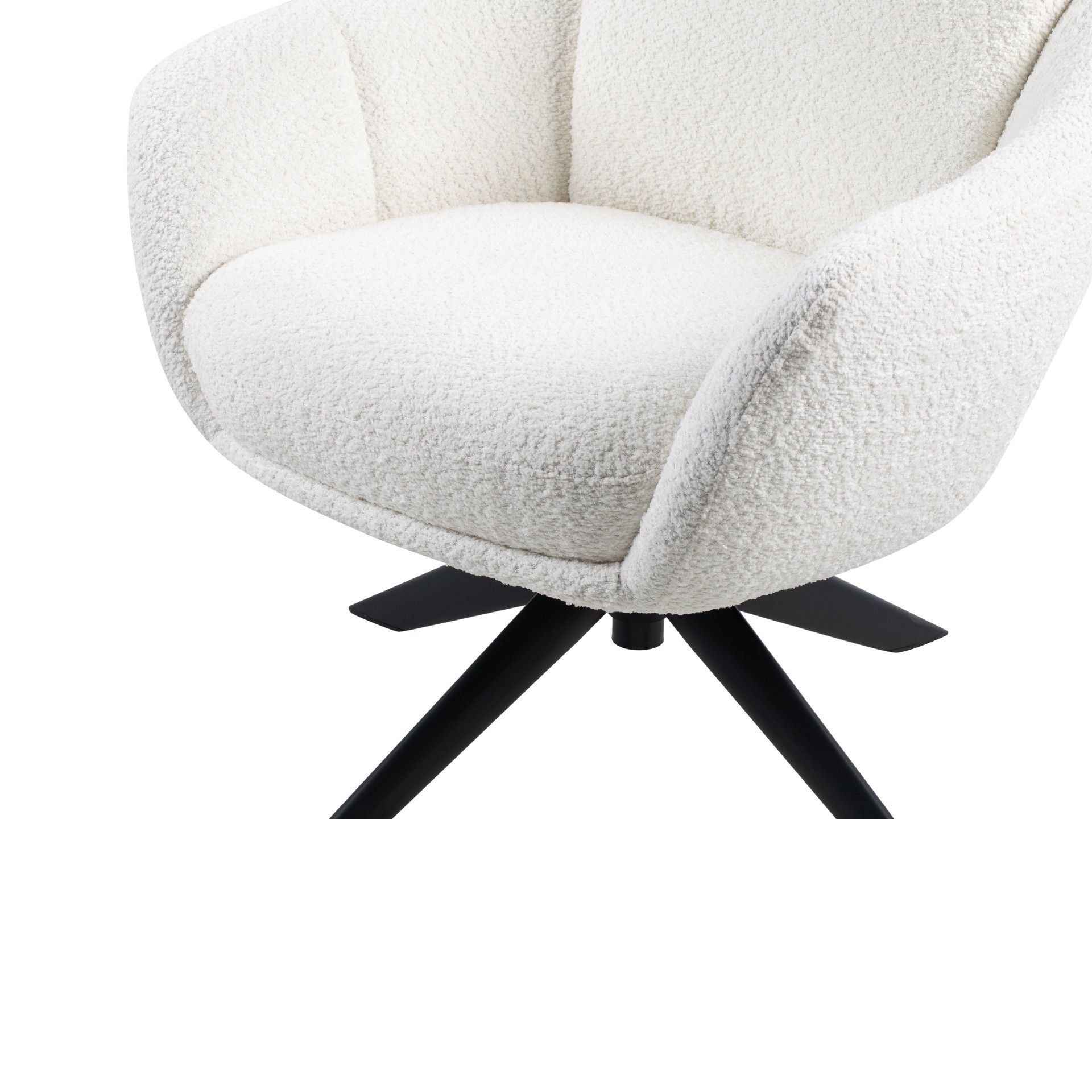 Fleming - Boucle Swivel Lounge Chair - Ivory, white, view 8