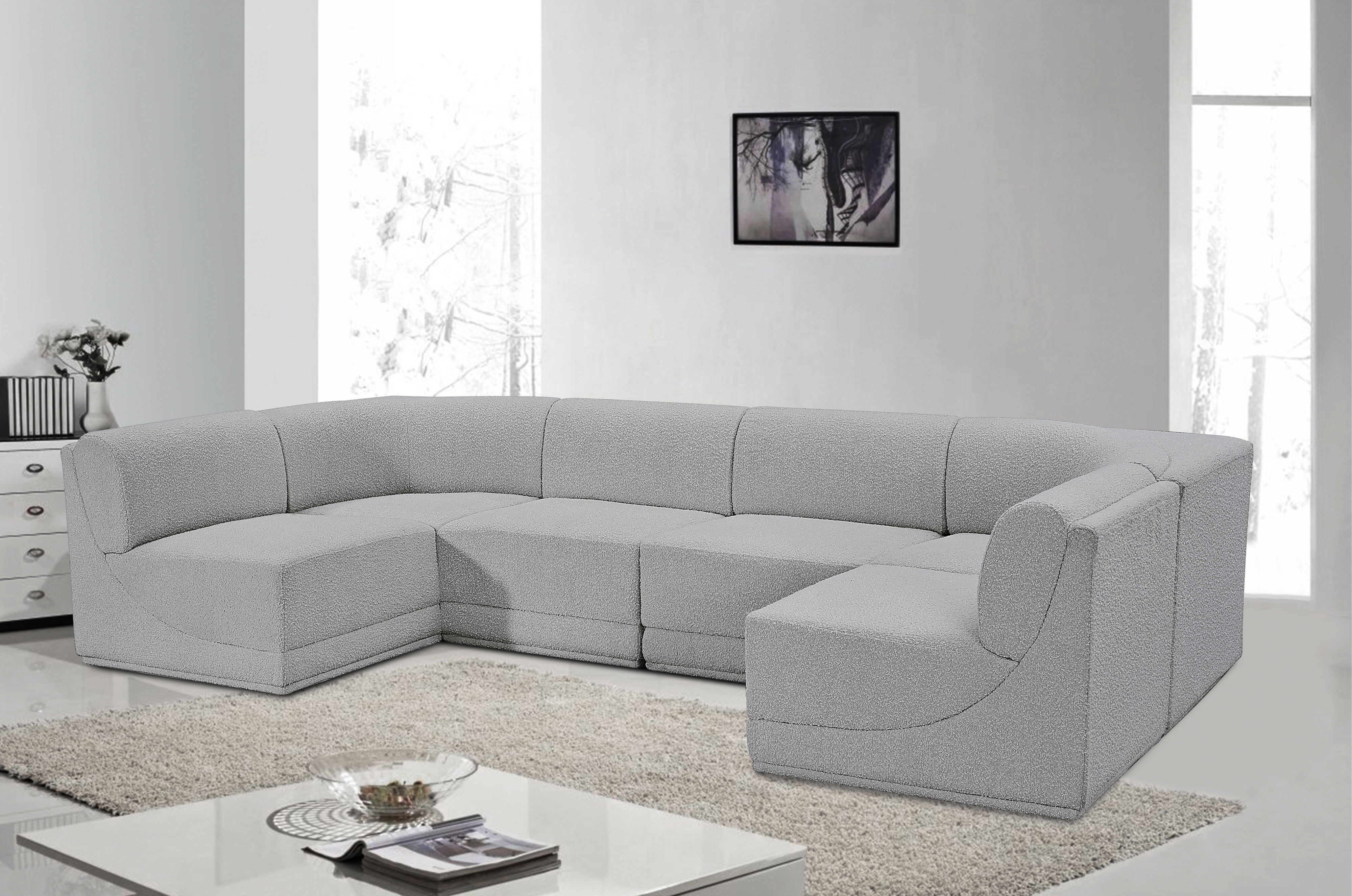 Ollie - 6 Piece Modular U-Shaped Sectional - Gray