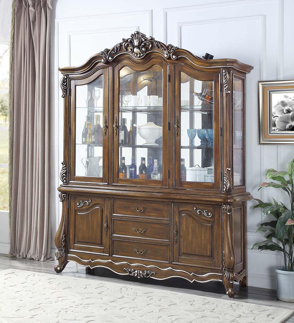 Latisha - Buffet & Hutch - Antique Oak, dark brown