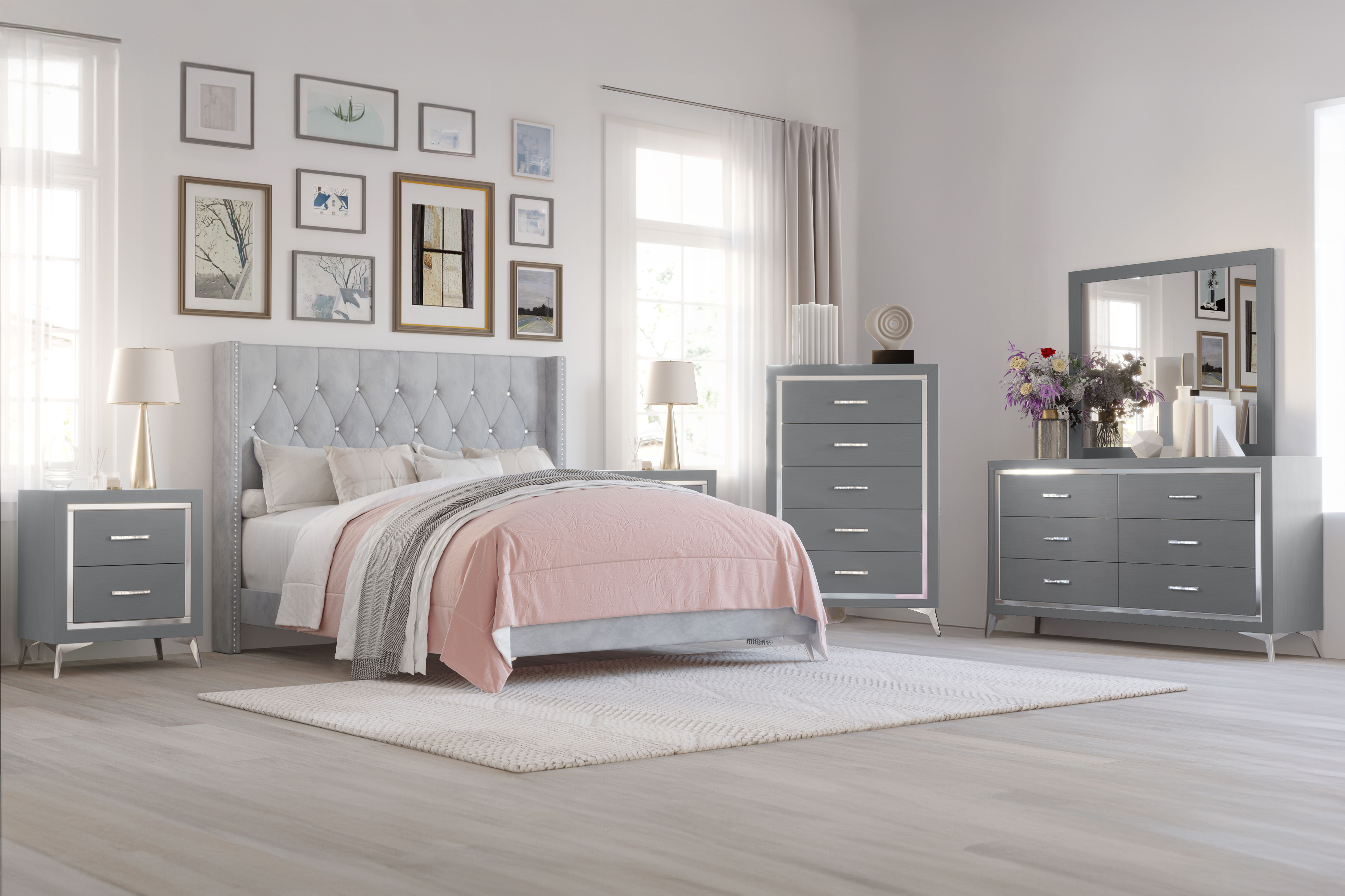 King · 6 Pc · Bed & Dresser & Mirror & Chest & 2 Nightstands