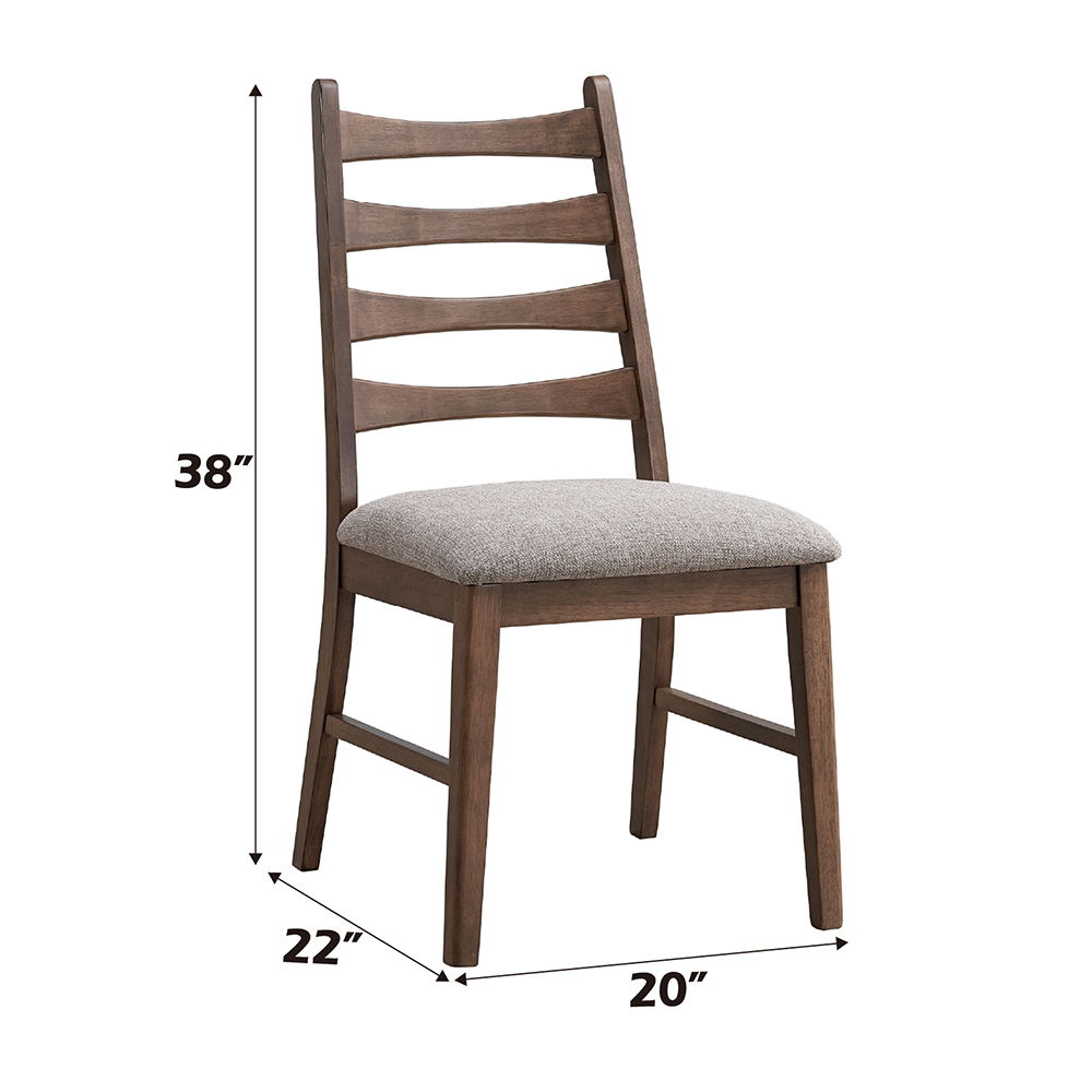Mayah - Side Chair (Set of 2) - Gray Linen & Walnut, dark brown, view 6