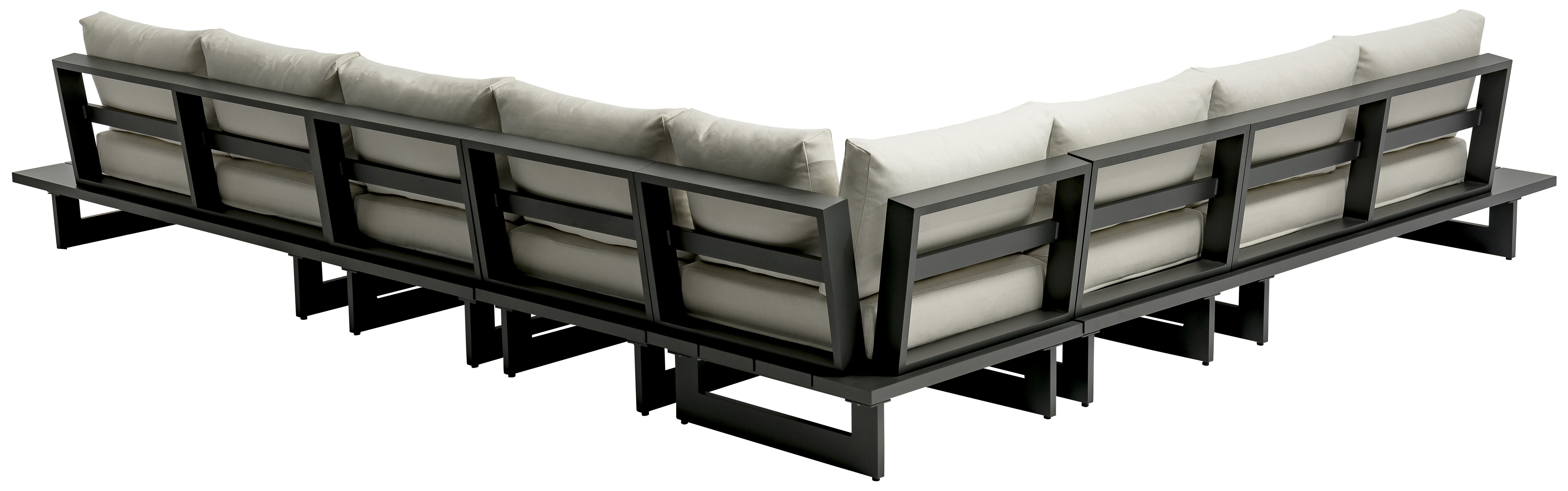Maldives - 6 Piece Water Resistant Outdoor Patio Modular Sectional With Gray Base - Cream
