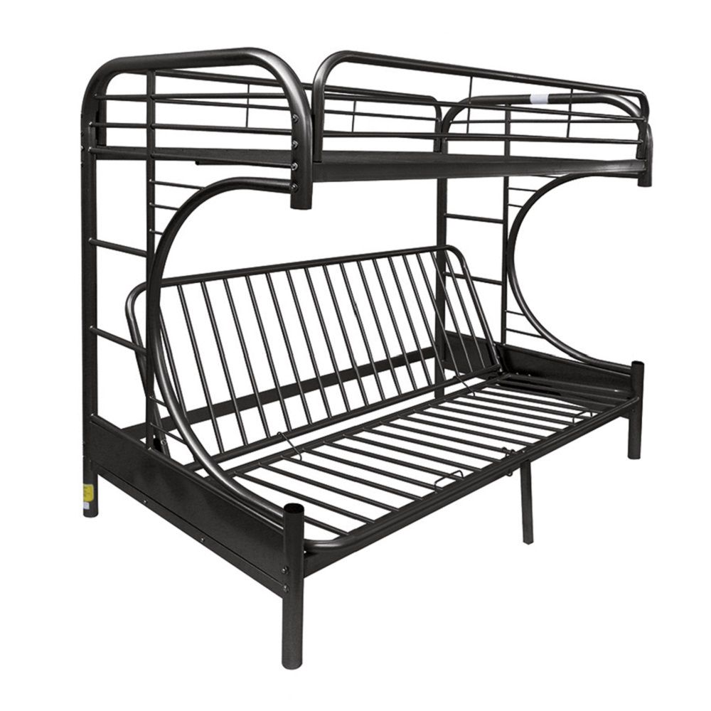 Eclipse - Twin Over Full Futon Bunk Bed - Black, black, view 2