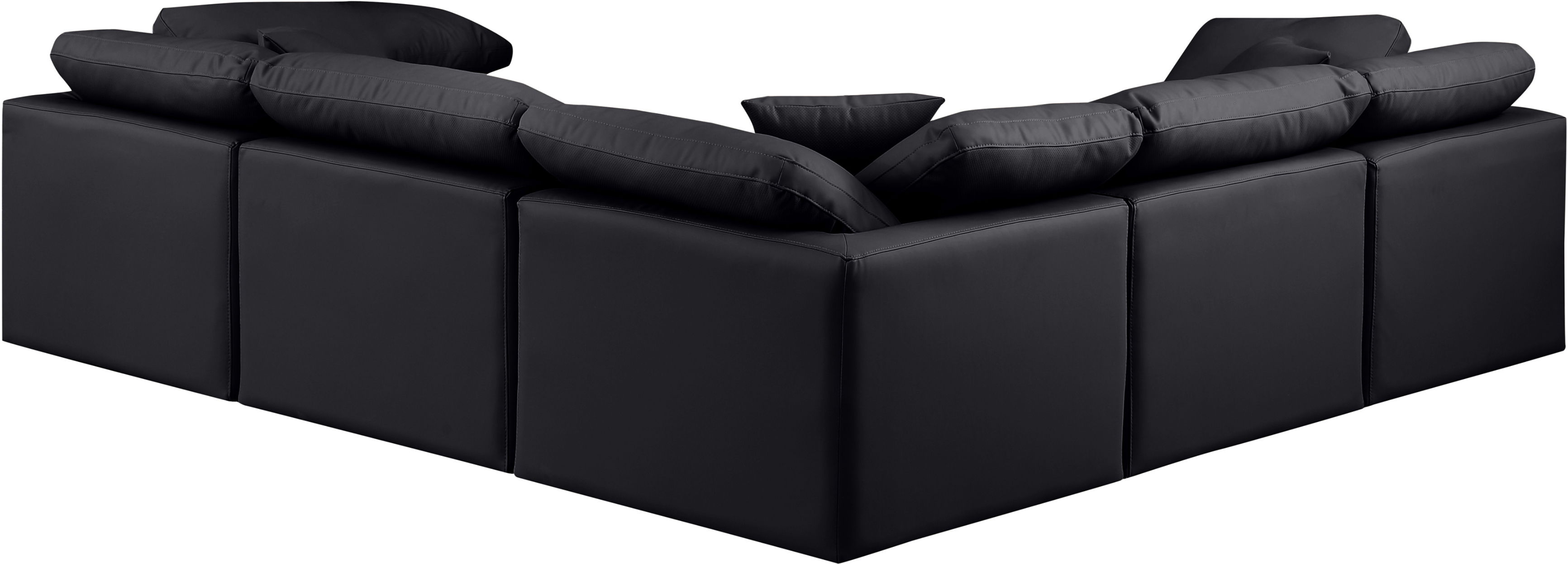 Indulge - Faux Leather 5 Piece Modular Corner Sectional - Black