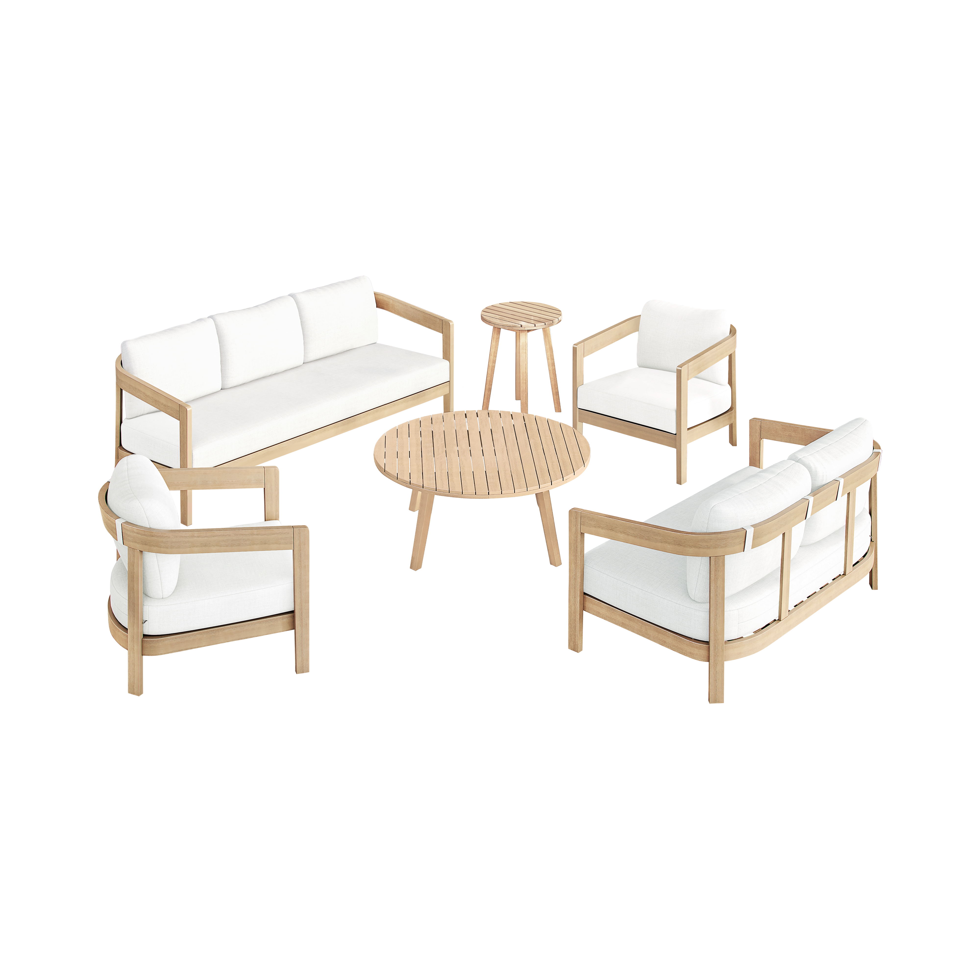 Wesley - 6 Piece Outdoor (Sofa & Loveseat & 2 Chairs & Coffee & End Table) - Light Brown