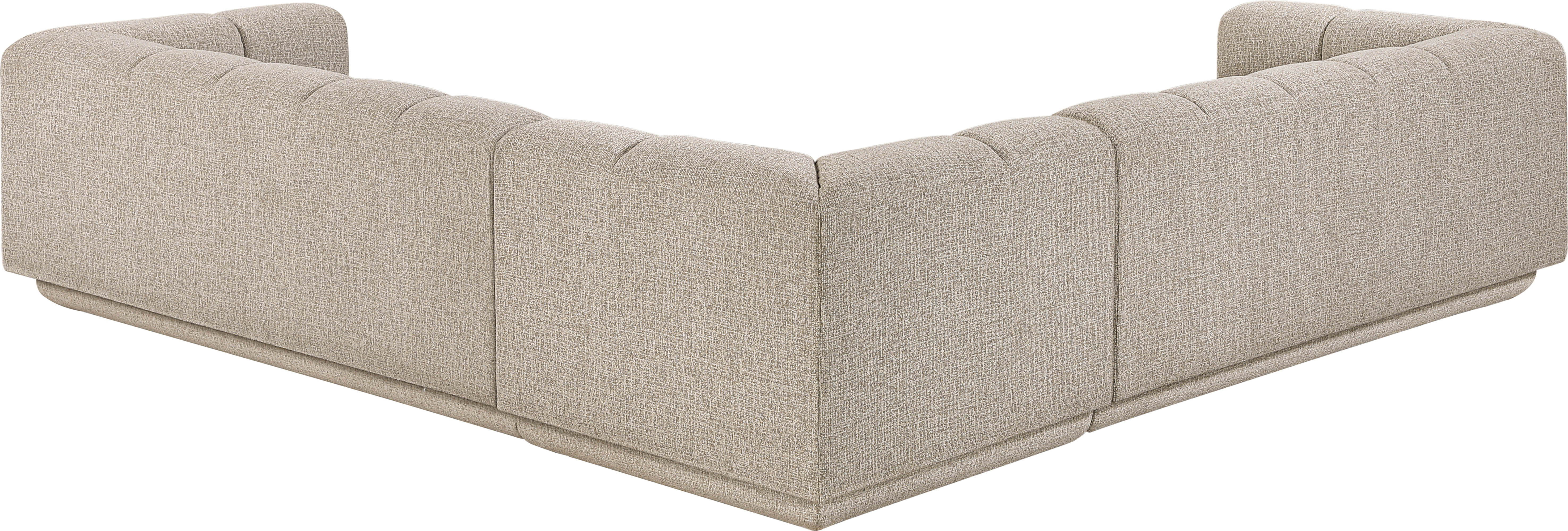Modari - Fabric Upholstered 3 Piece Modular Sectional - Beige