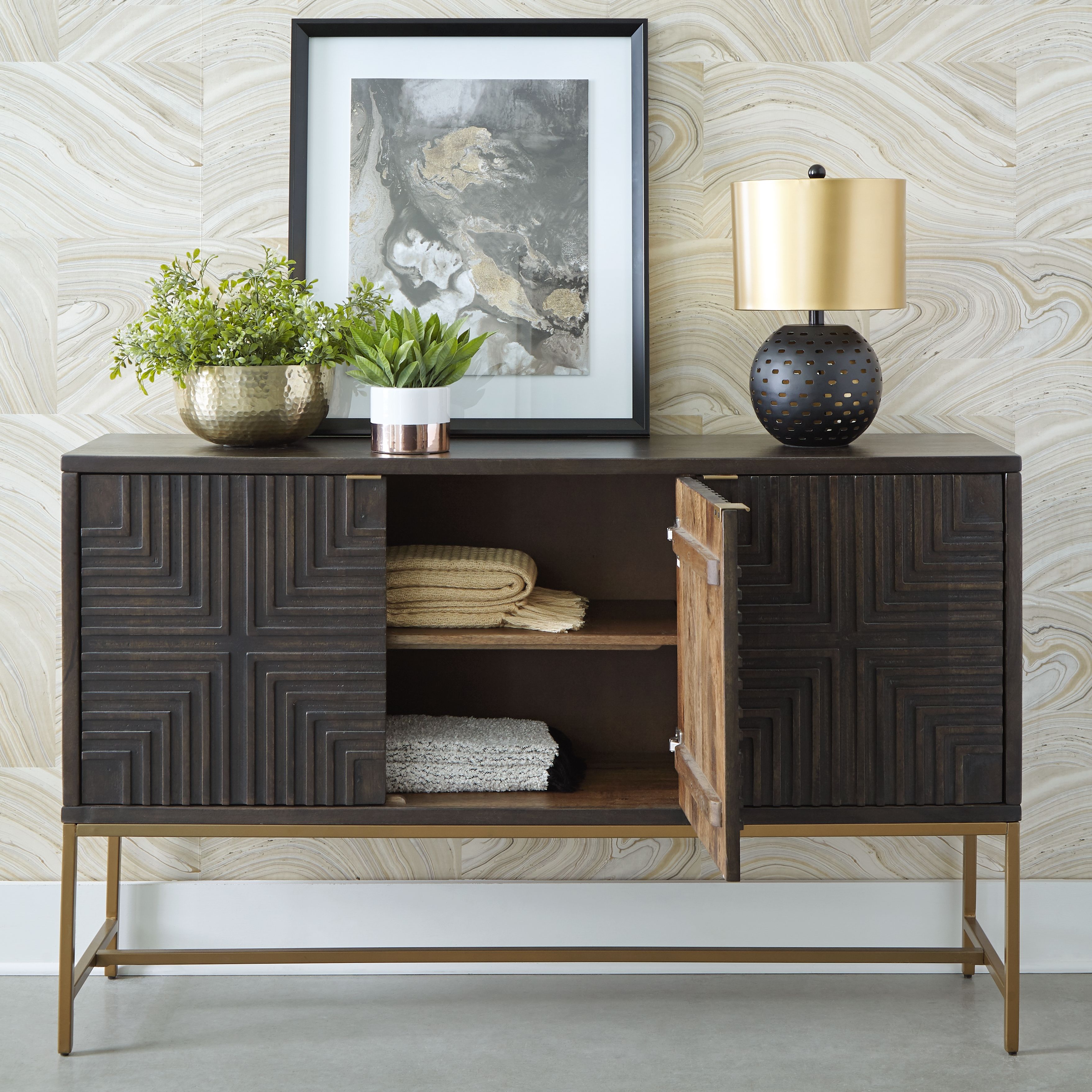Ashley Furniture Elinmore - Accent Cabinet - Brown / Gold Finish - Image 6