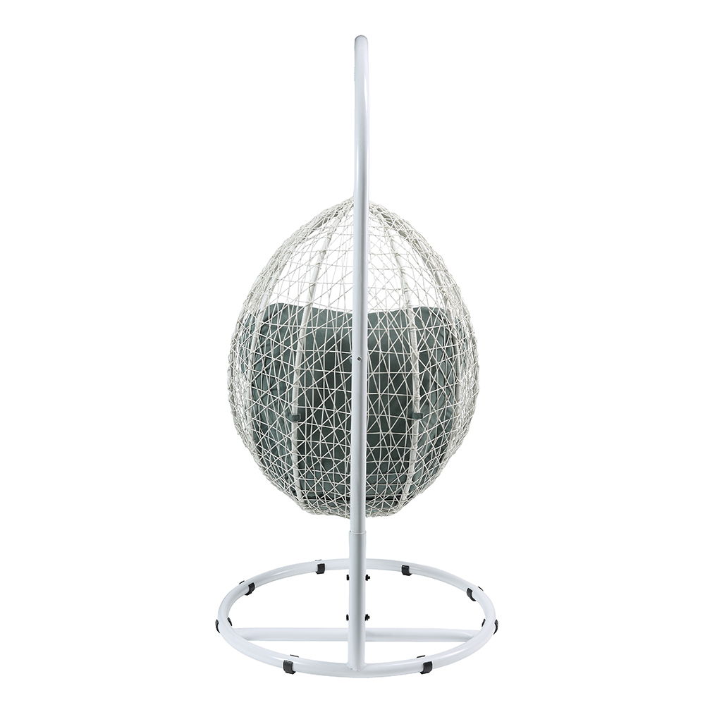 Simona - Hanging Chair - Green Fabric & White Wicker, white, view 2