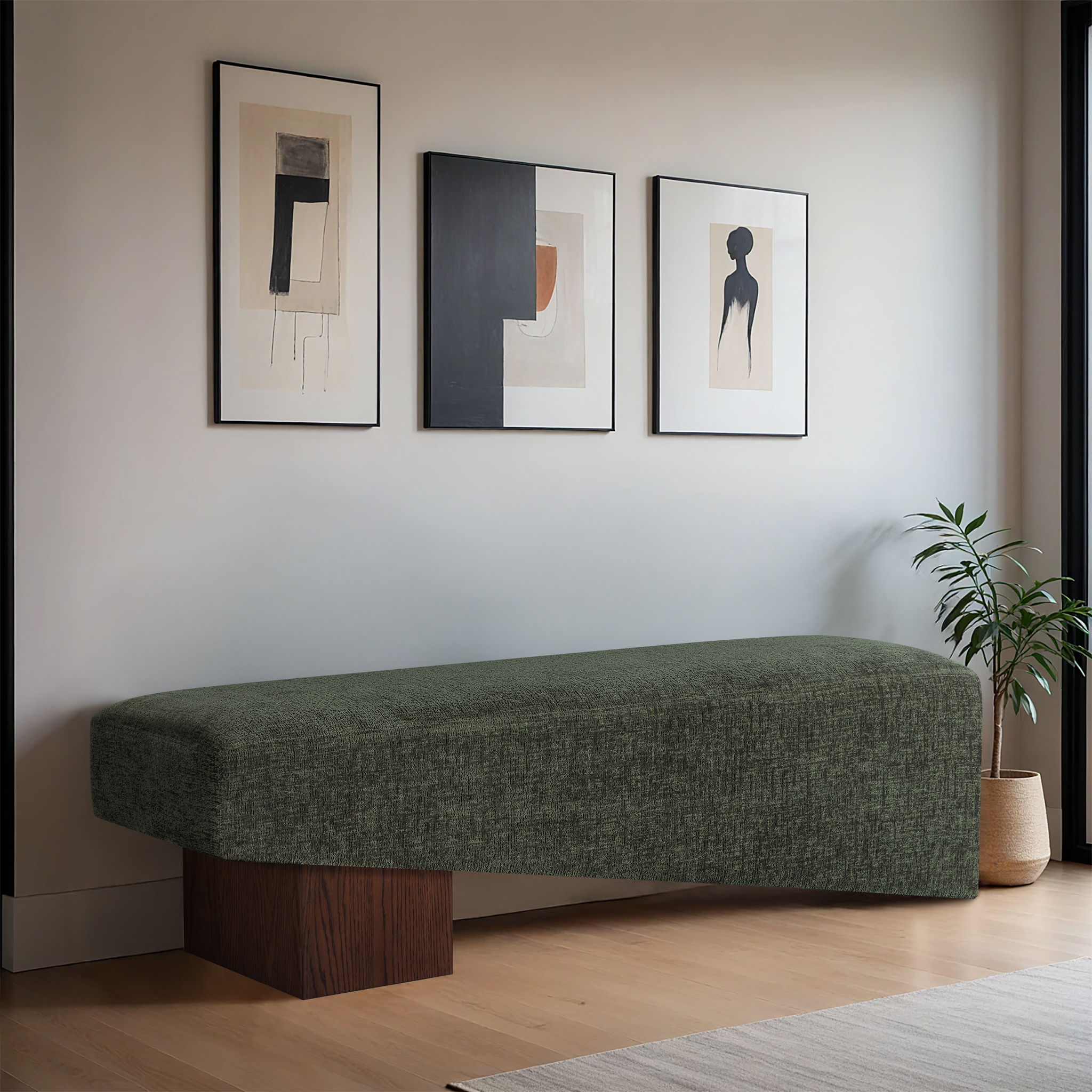 Alora - Bench With Brown Base - Green