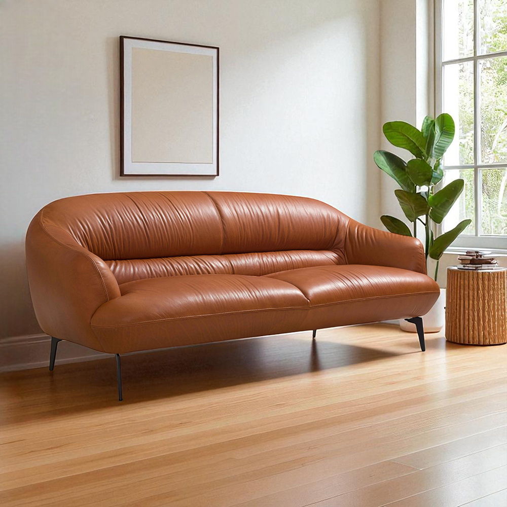 Leonia - Sofa - Cognac Leather, dark brown, view 7