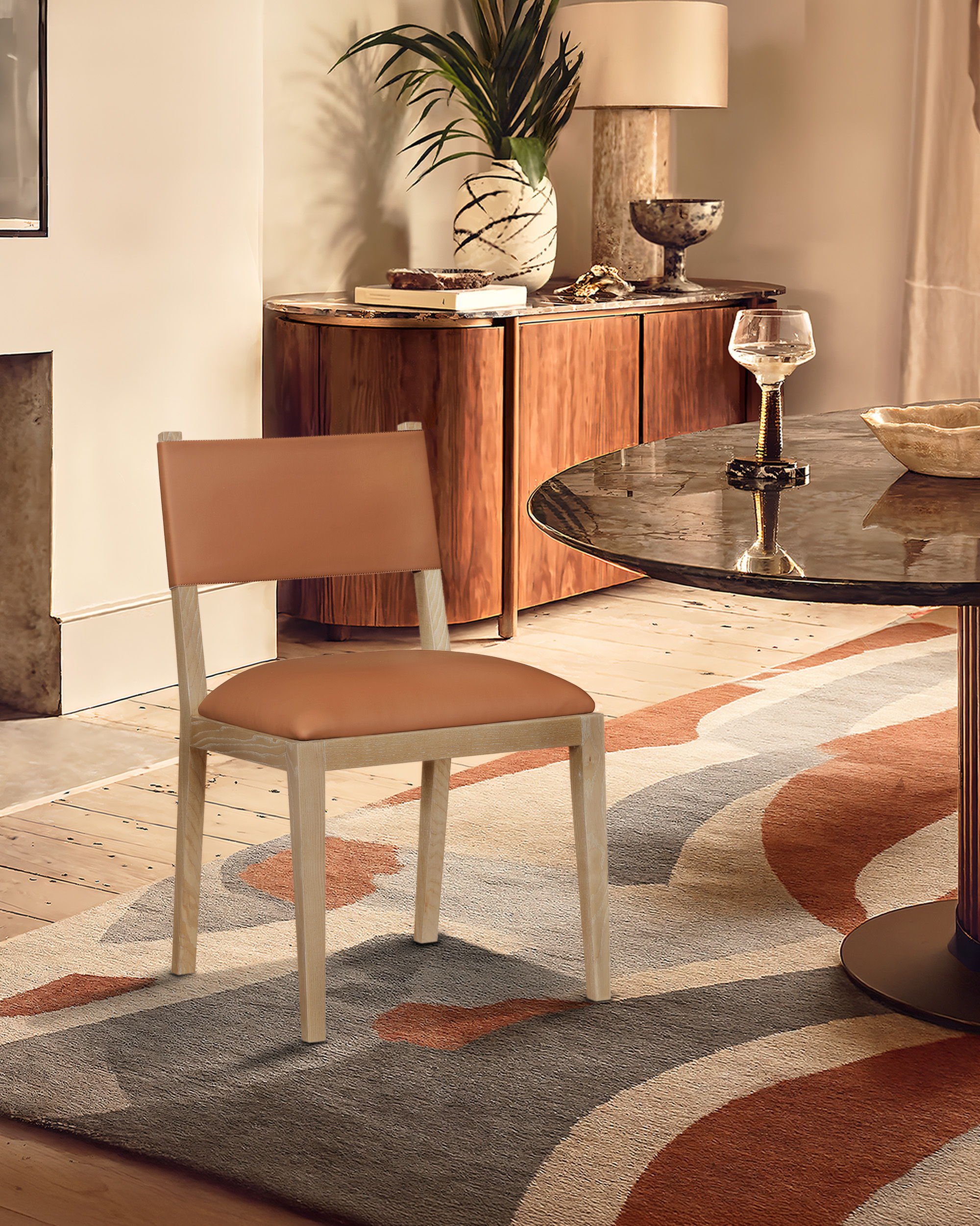 Avon - Vegan Leather Dining Side Chair (Set of 2) - Cognac
