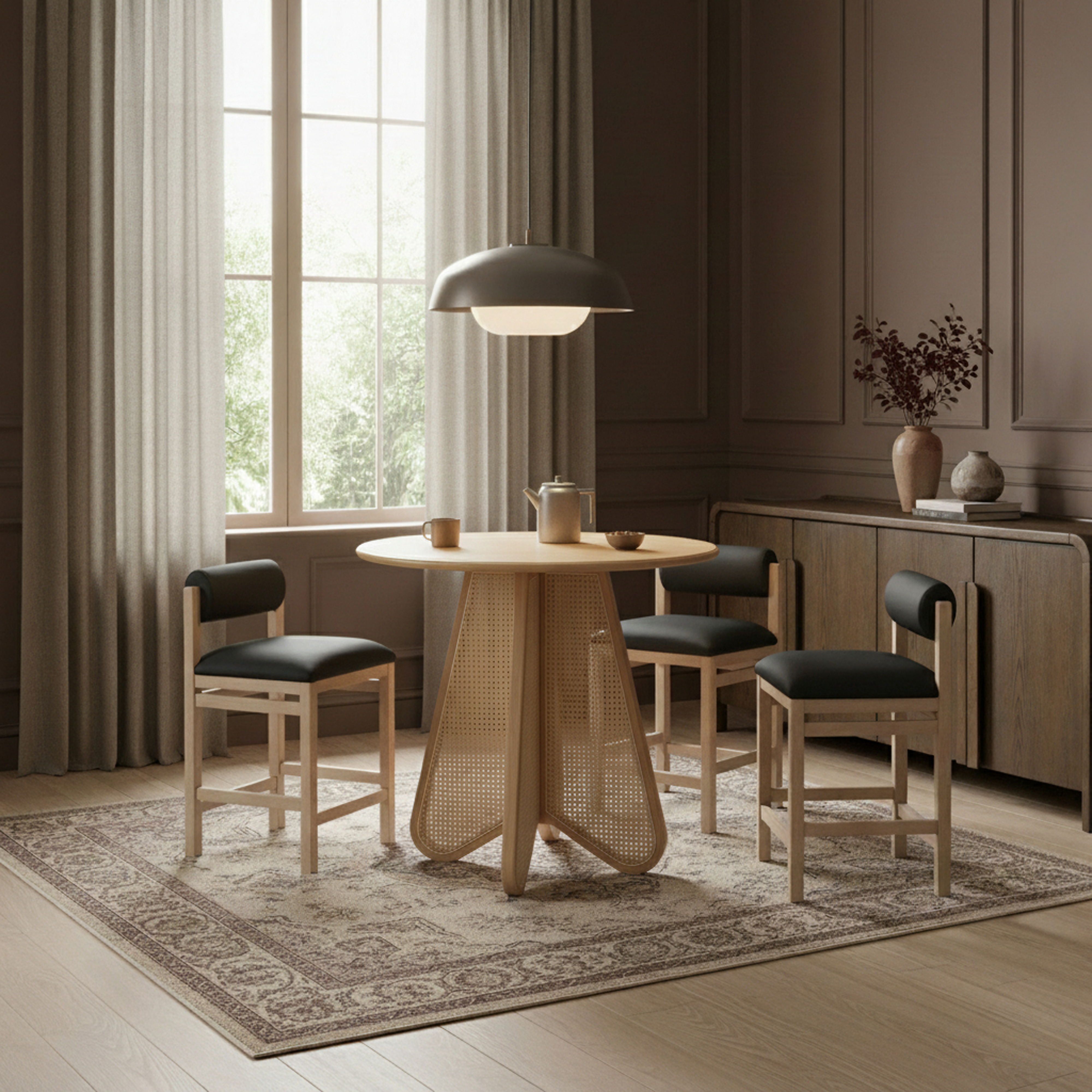 Butterfly - Solid Wood And Natural Cane Counter Height Table - Natural
