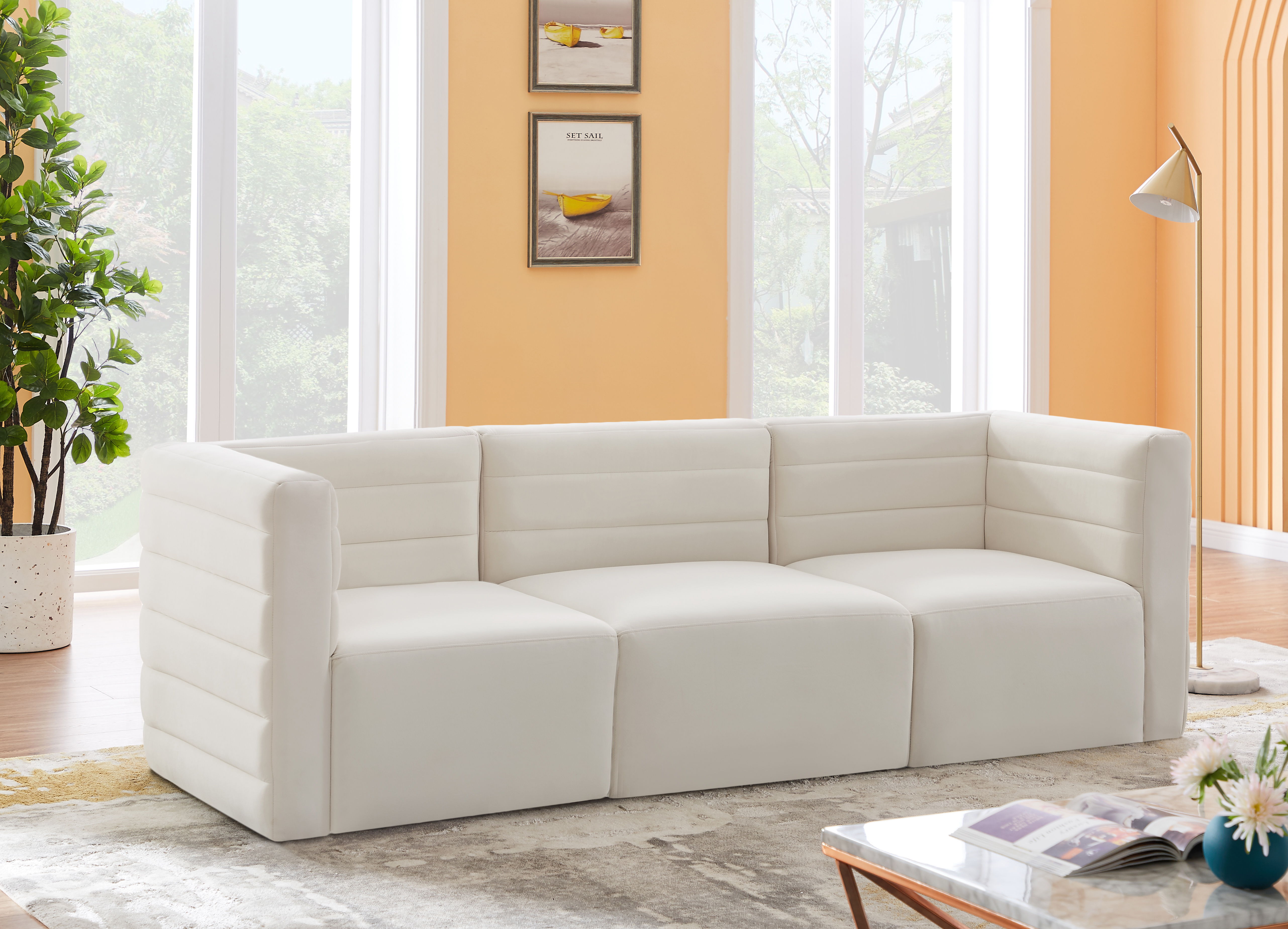 Quincy - 3 Piece Modular Sofa - Cream