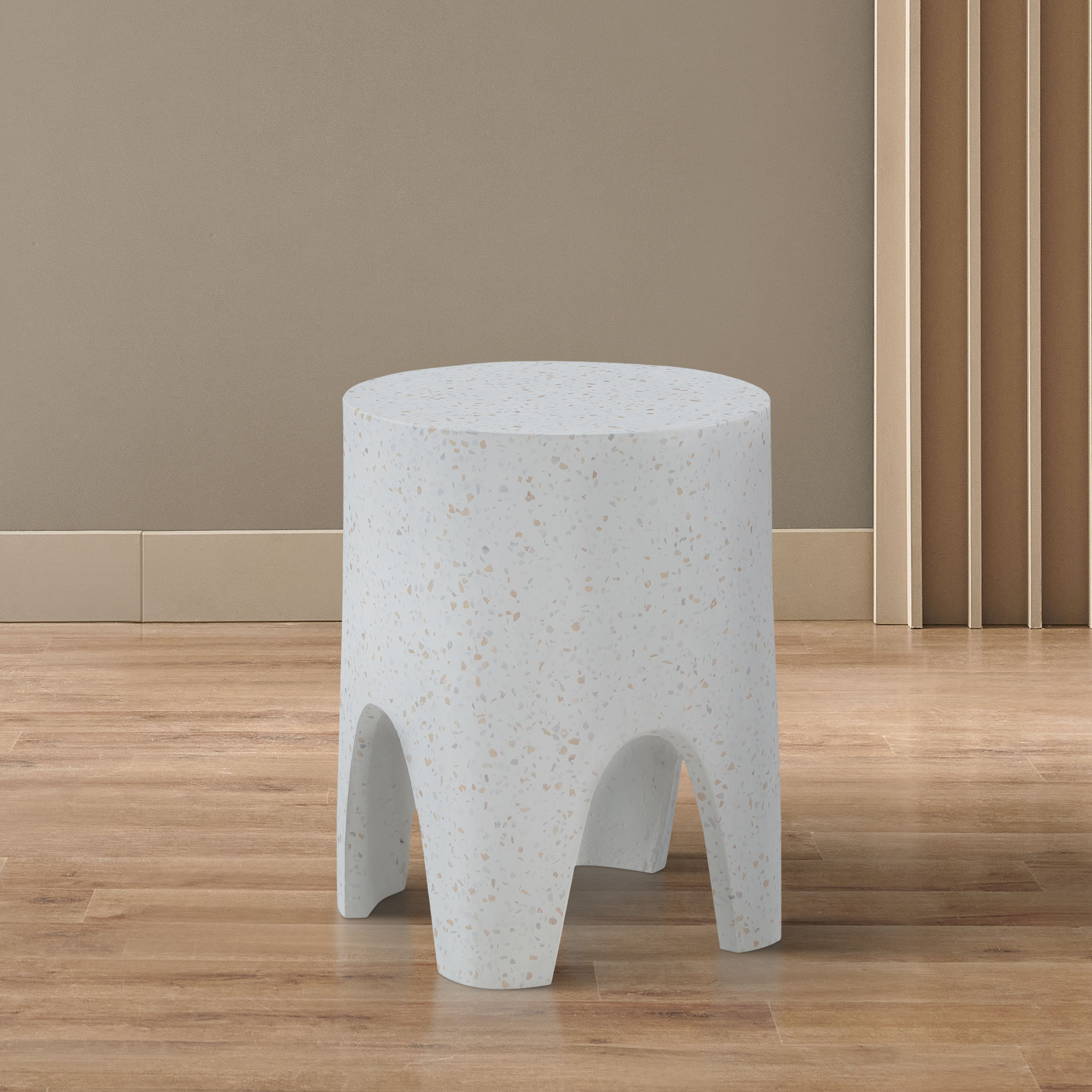 Foligno - Marble Finish Concrete End Table - White