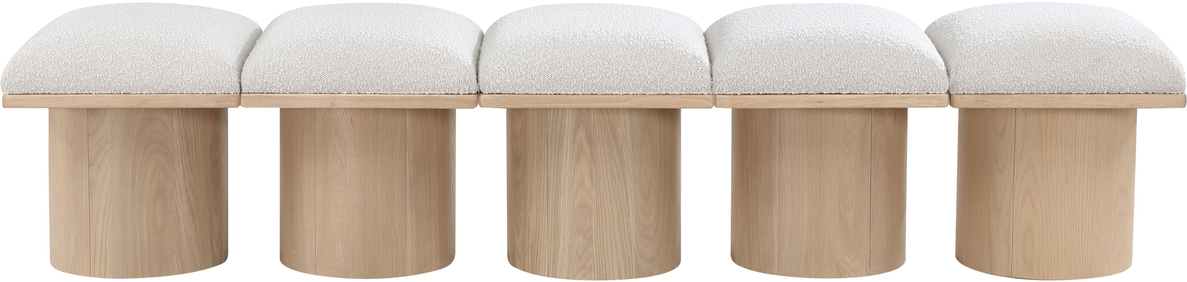 Pavilion - 77.5" 5 Piece Modular Bench With Natural Base - Cream