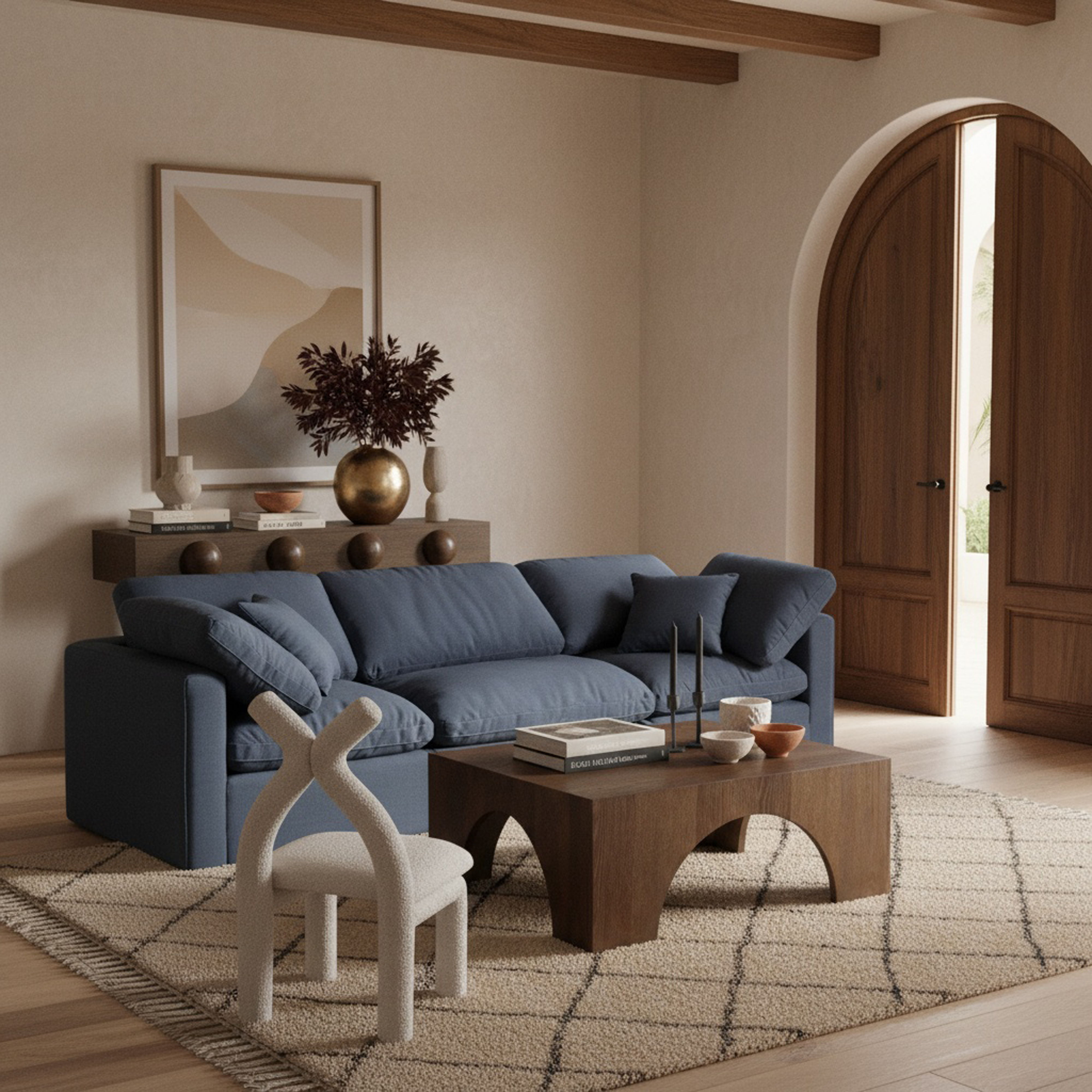 Indulge - Linen 3 Piece Modular Sofa - Navy