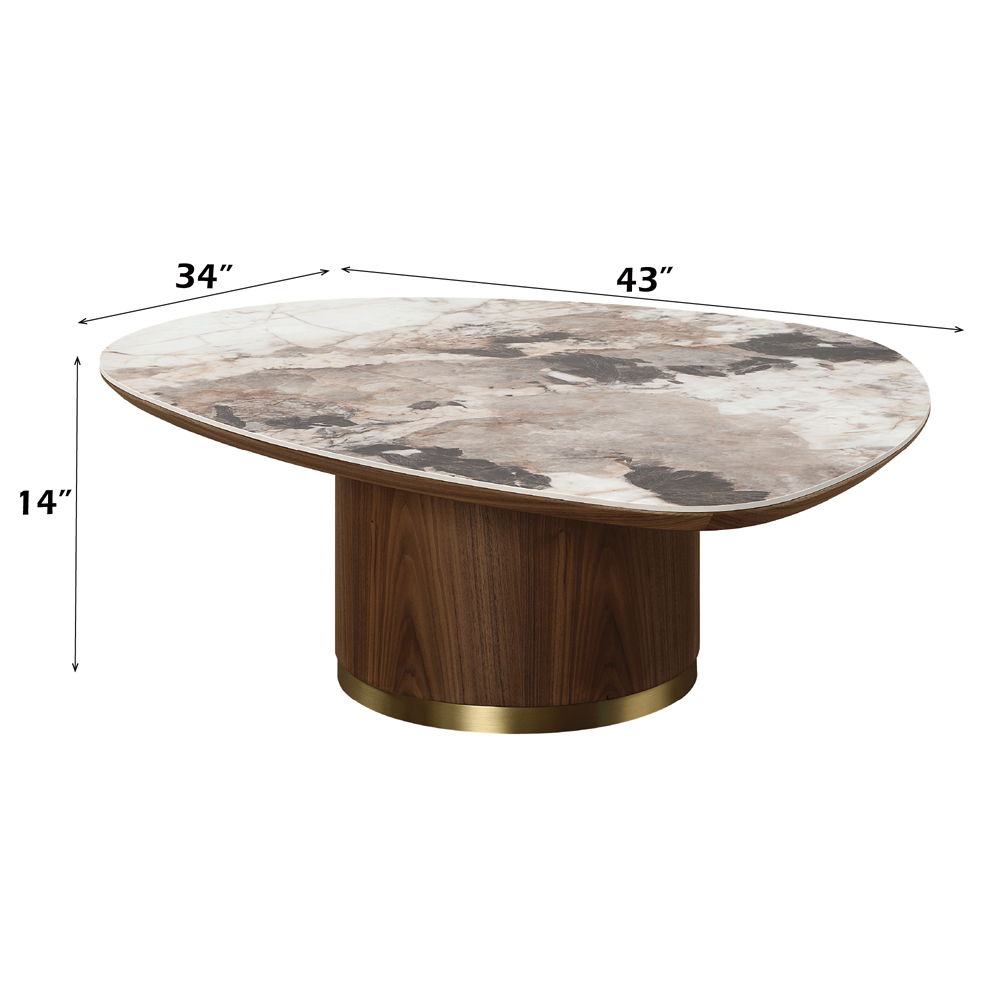Willene - Coffee Table With Ceramic Top - Ceramic Top & Walnut, dark brown, view 5