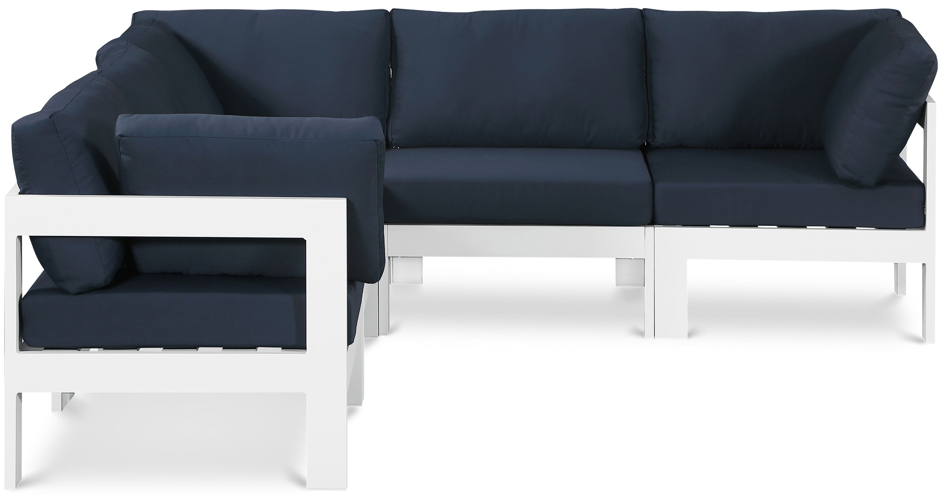 Nizuc - Outdoor Patio 5 Piece Modular Corner Sectional With White Frame - Navy