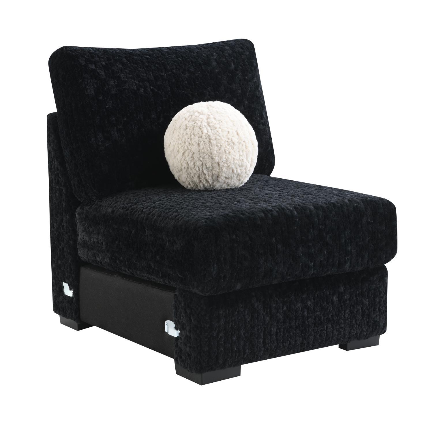 U281 - Corduroy Armless Chair - Black