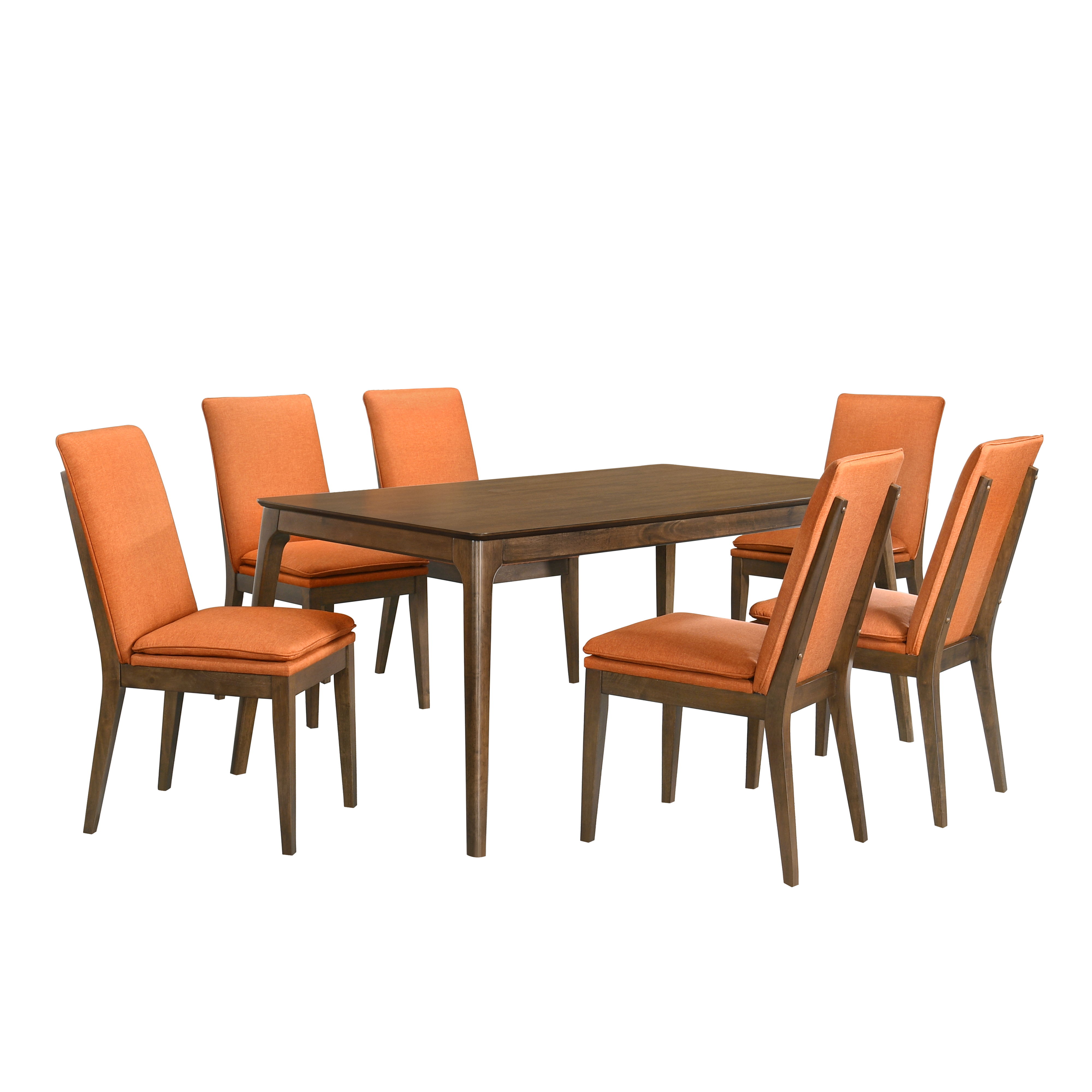 Maggie - Dining Table With 6 Terracotta Chairs - Dark Brown