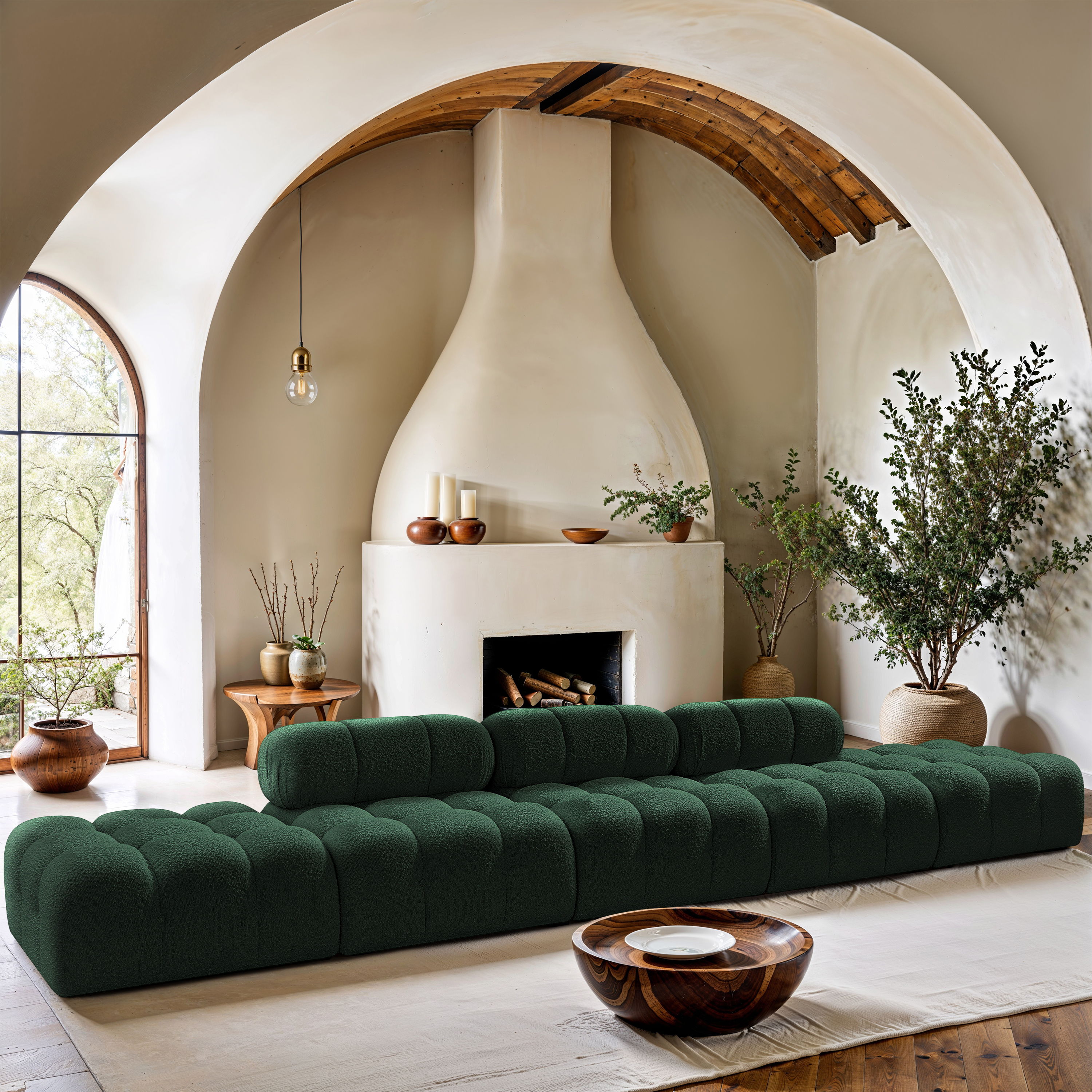 Ames - 5 Piece Boucle Fabric 170" Upholstered Modular Sofa - Green