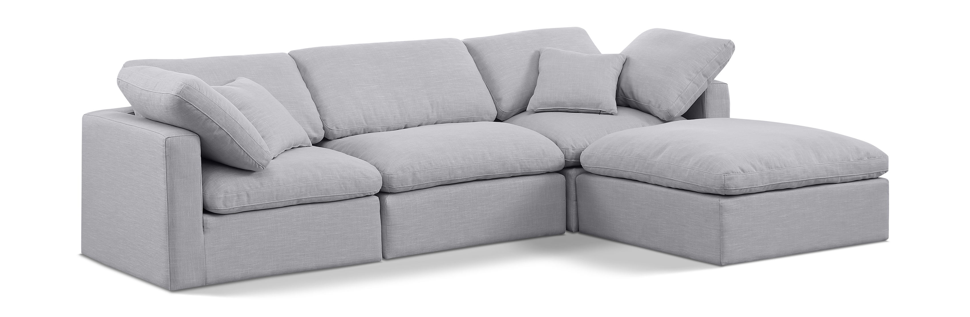 Indulge - Linen 4 Piece Modular Sectional With Chaise - Gray