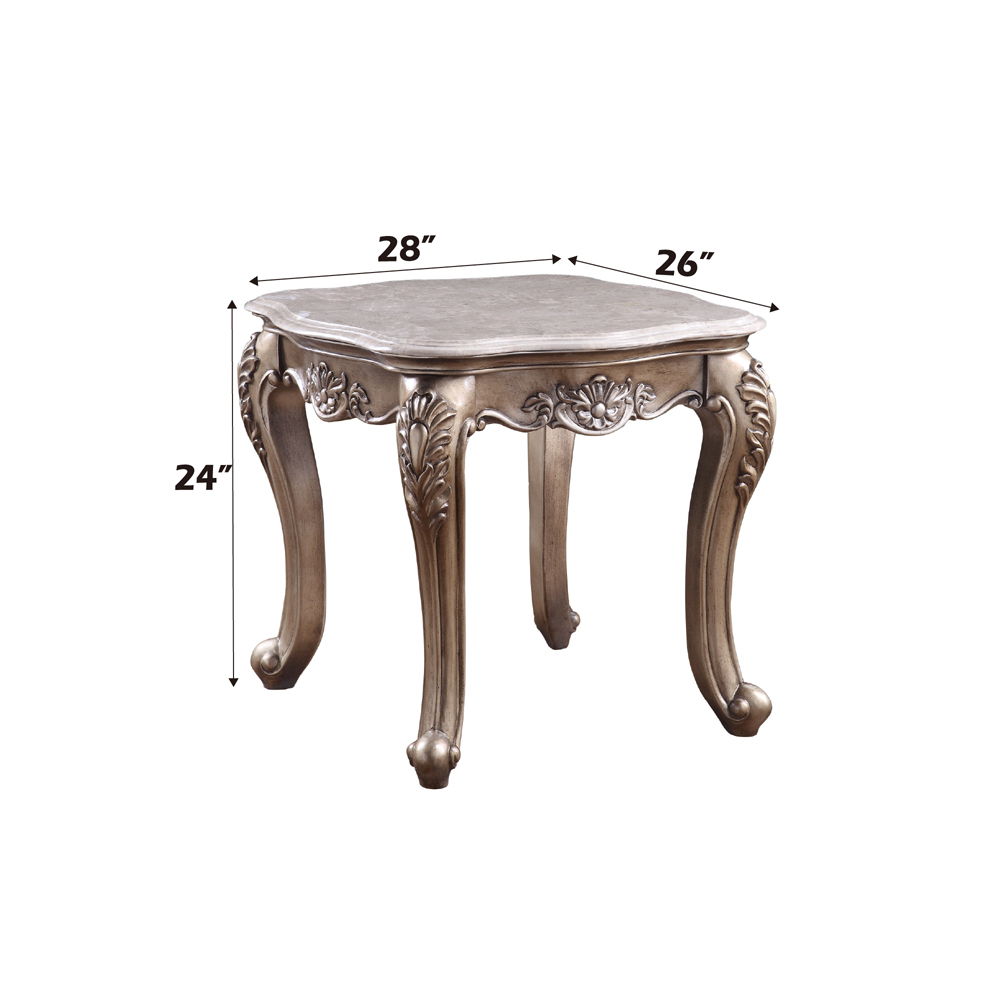 Jayceon - End Table - Marble Top & Champagne, beige, view 4