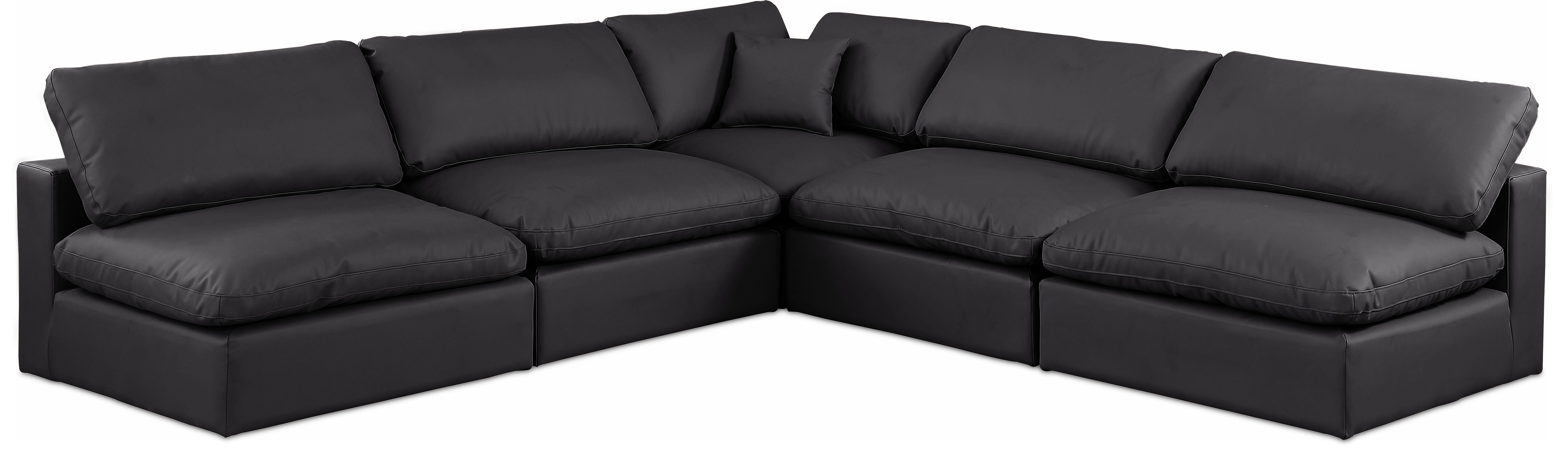 Comfy - 5 Piece Faux Leather Modular Corner Armless Sectional - Charcoal