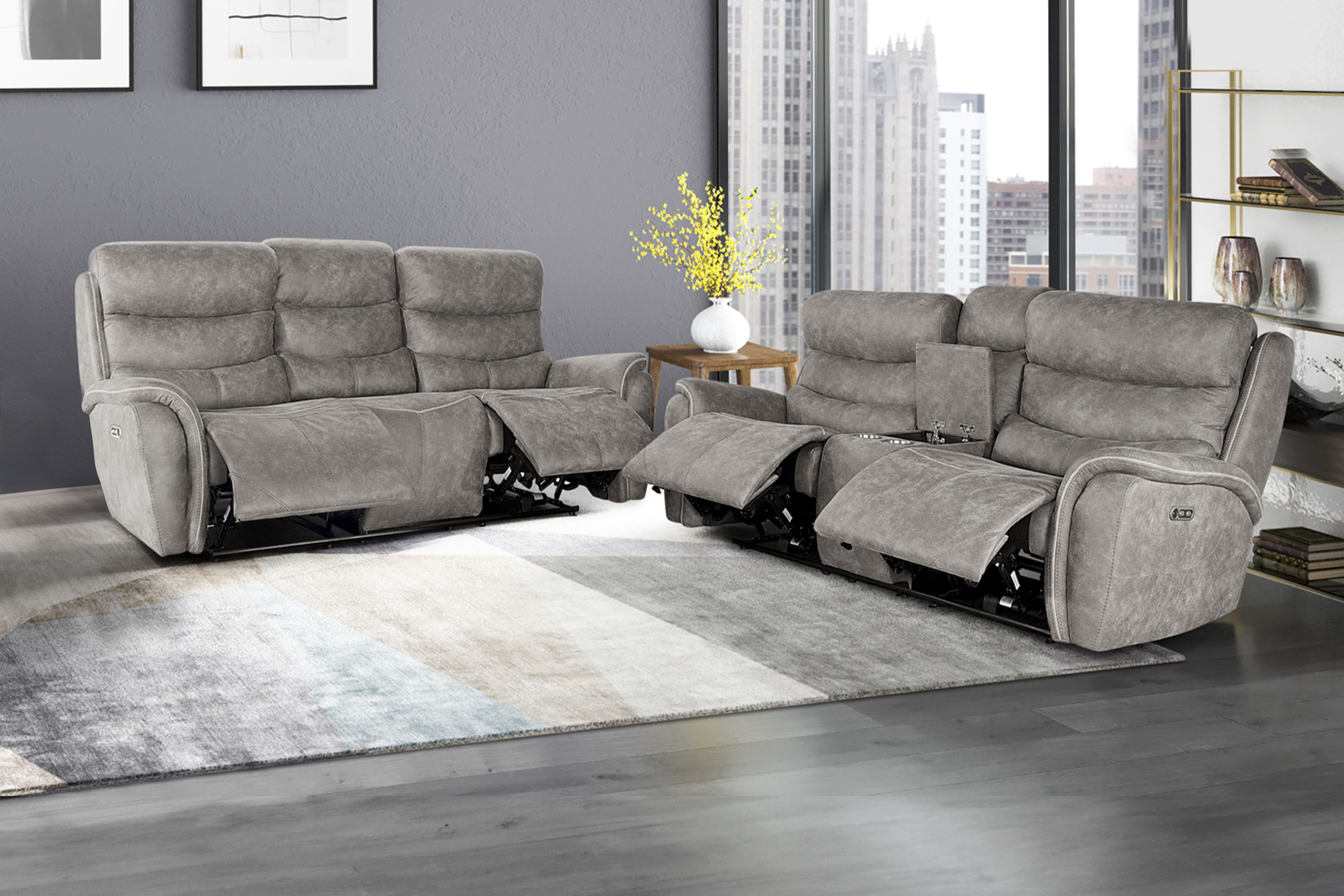 Kamari - P2 2 Piece Power Headrest & Footrest Sofa & Loveseat - Gray