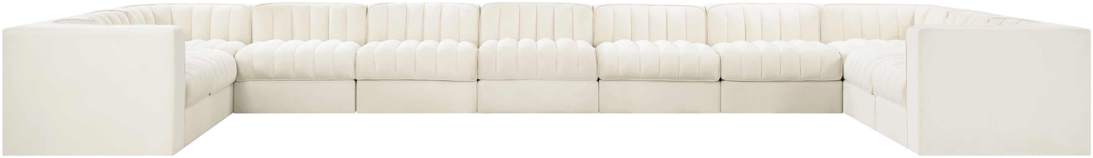 Rummi - Velvet Performance Fabric Upholstered 11 Piece Modular Sectional - Cream