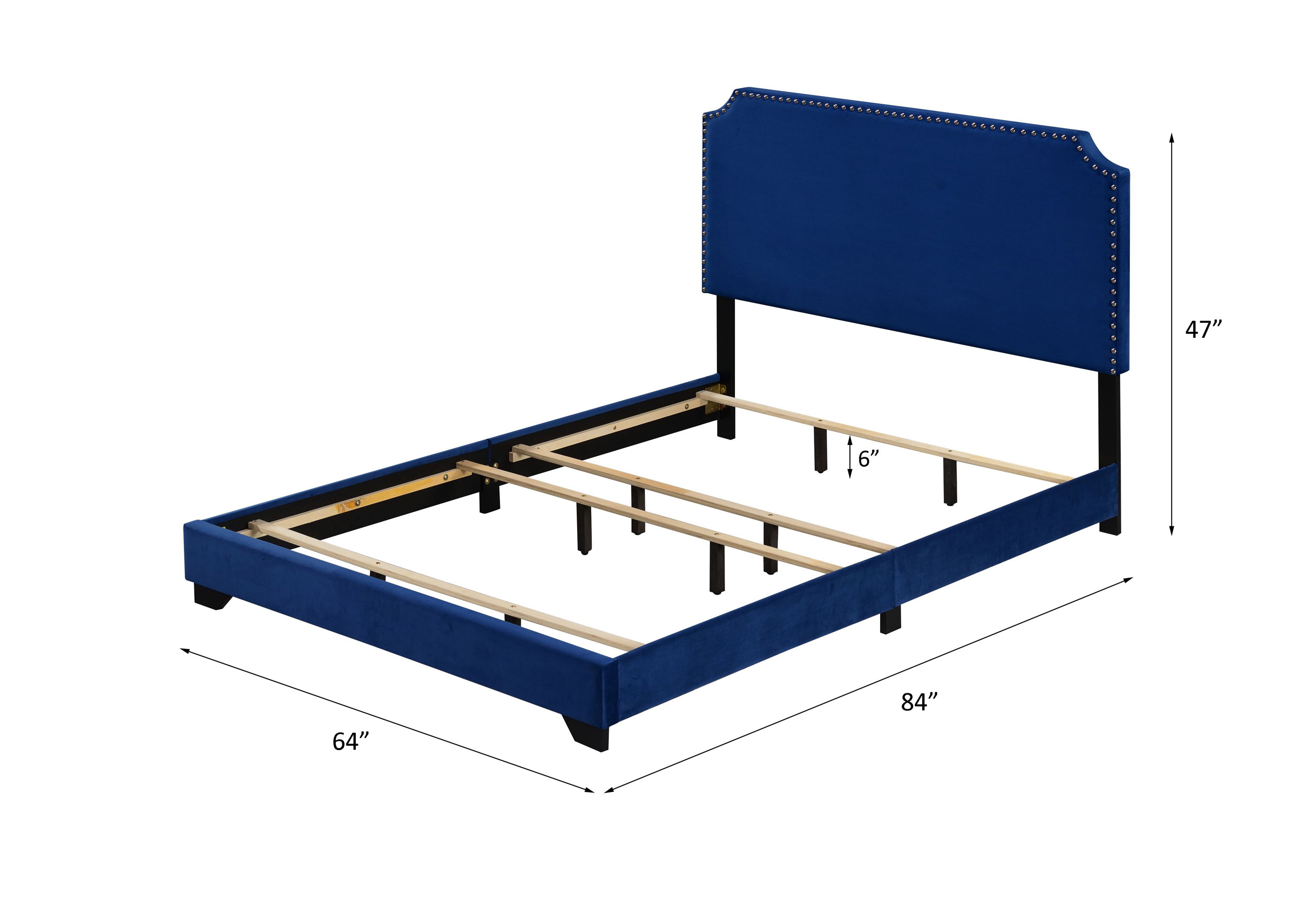 Haemon - Queen Bed - Blue Velvet, blue, view 3