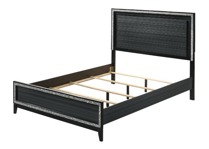 Haiden - Queen Bed With LED - Weathered Black, black