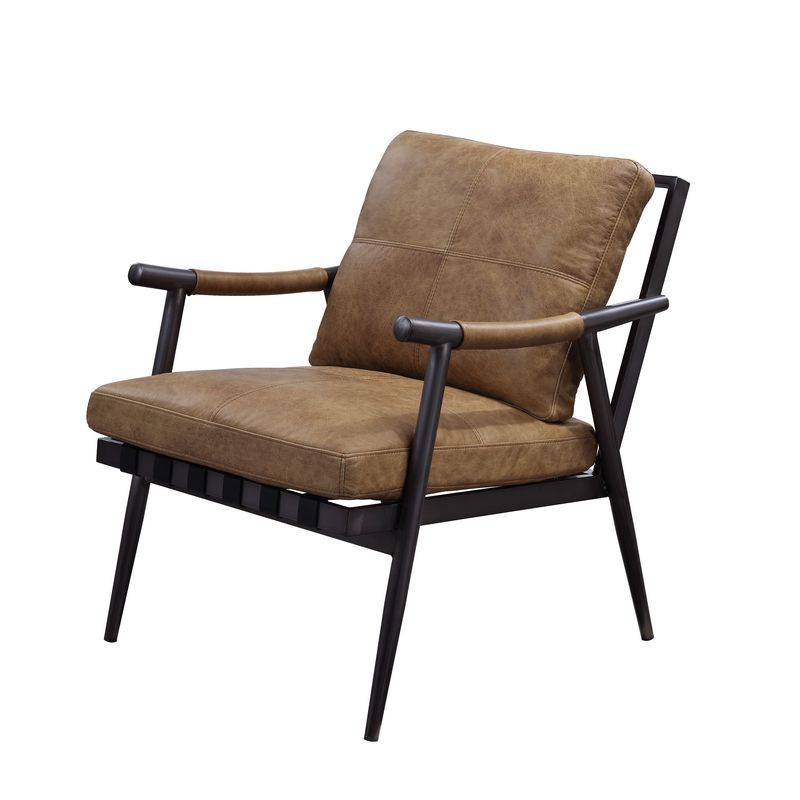 Anzan - Accent Chair - Berham Chestnut Top Grain Leather & Matt Iron, light brown, view 2