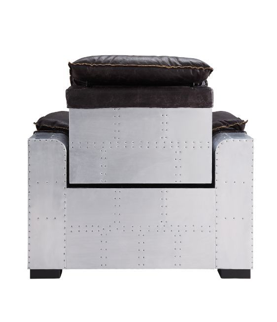 Misezon - Power Motion Recliner - Dark Top Grain Brown Leather & Aluminum, dark brown, view 8