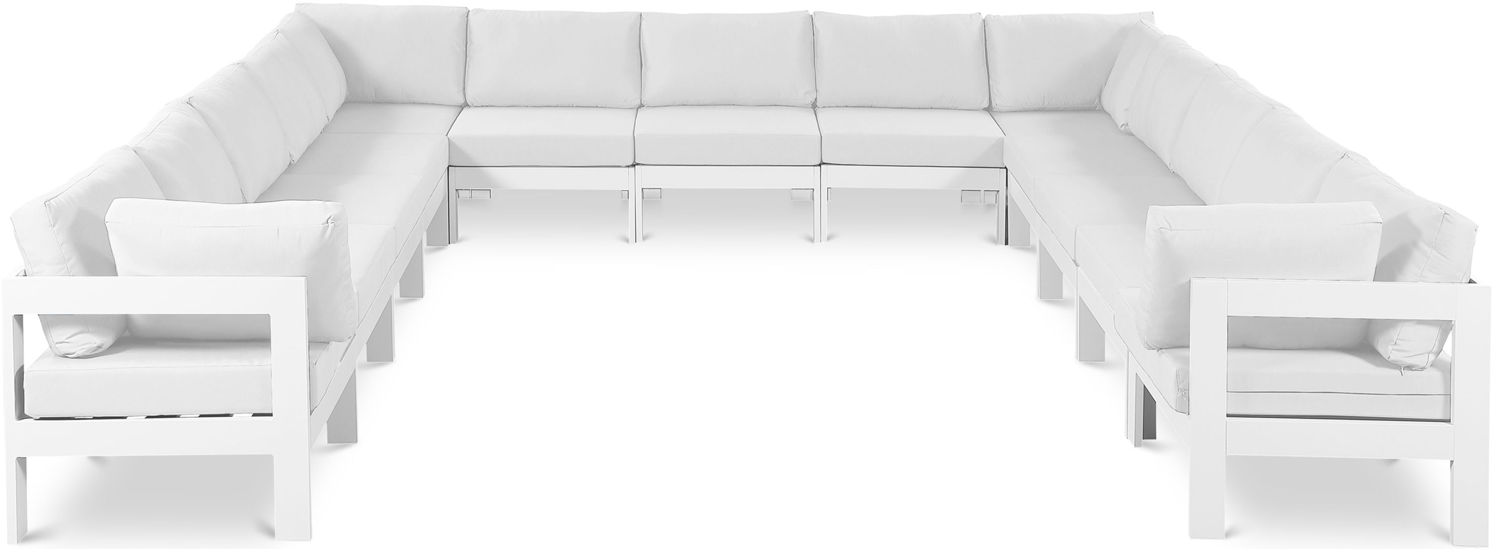 Nizuc - Outdoor Patio 13 Piece Modular Sectional With White Frame - White
