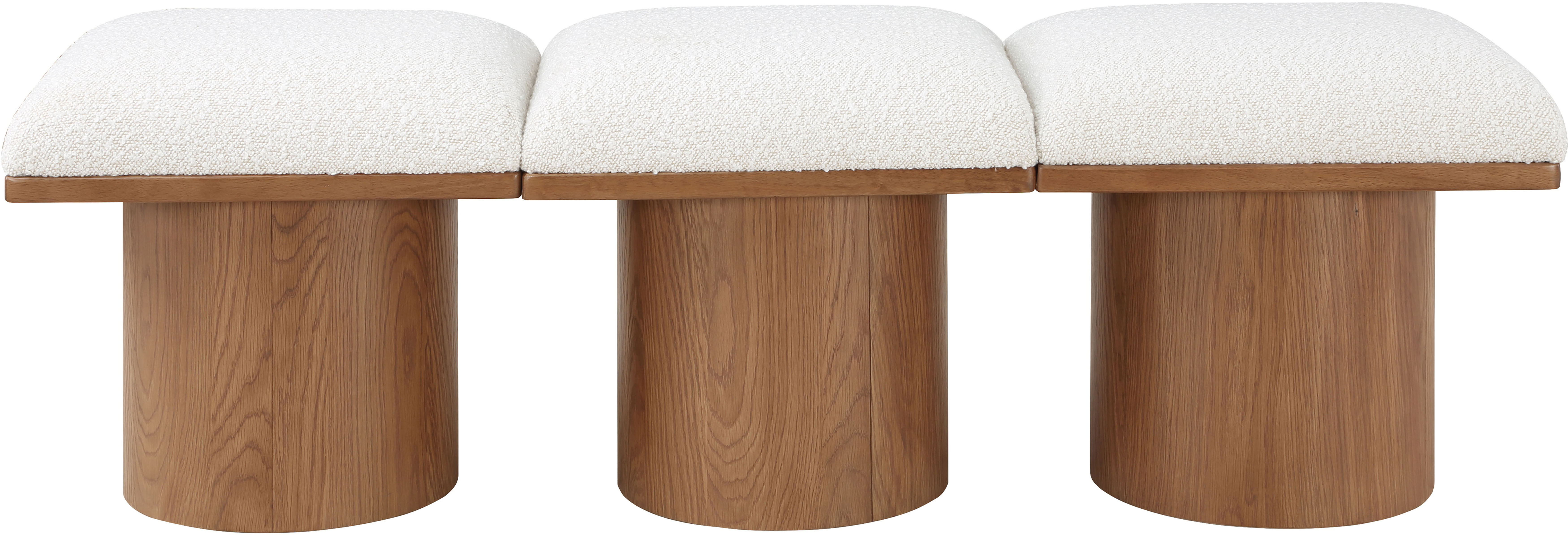 Pavilion - 54" 3 Piece Modular Bench With Brown Base - Cream