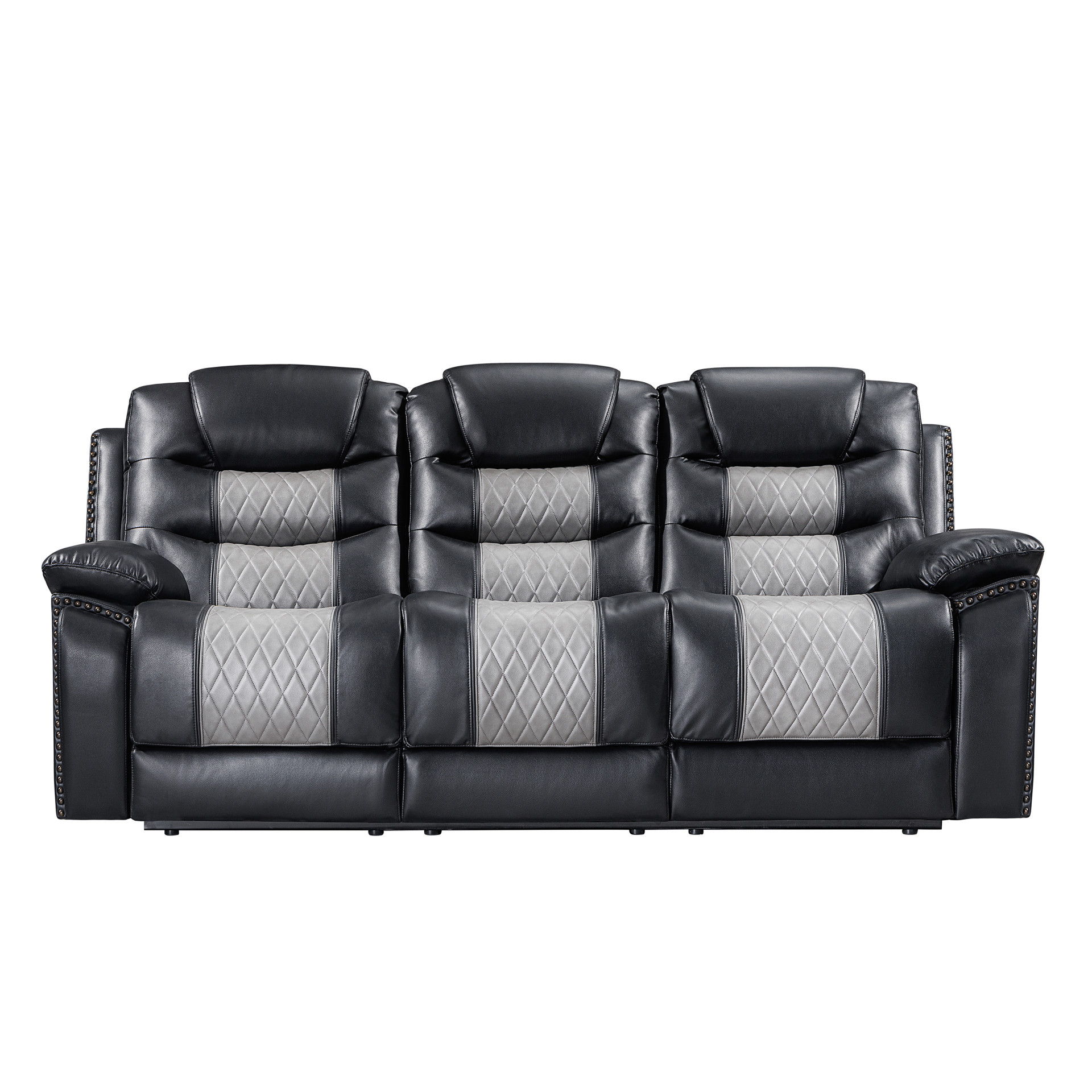 Nikko - Sofa With Dual Recliner - Black / Gray