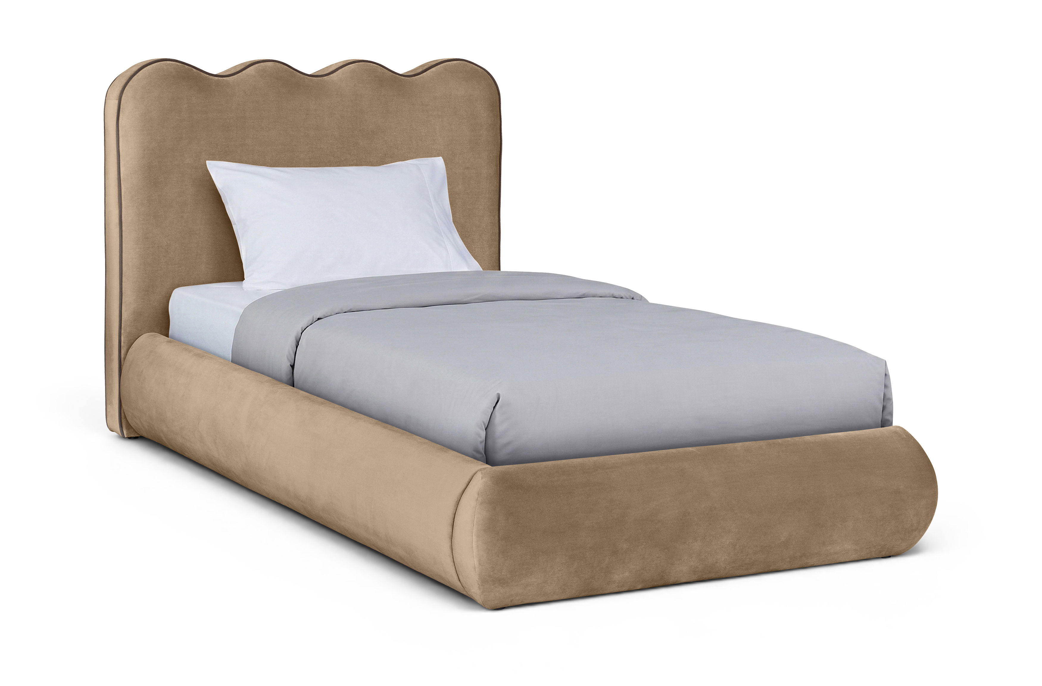 Tempo - Velvet Upholstered Twin Bed - Beige