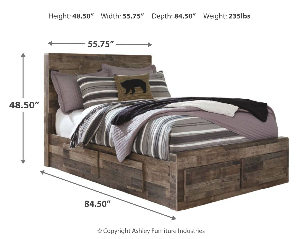 Ashley Furniture Derekson - Full Panel Bed With 6 Storage Drawers - Multi Gray - Image 8